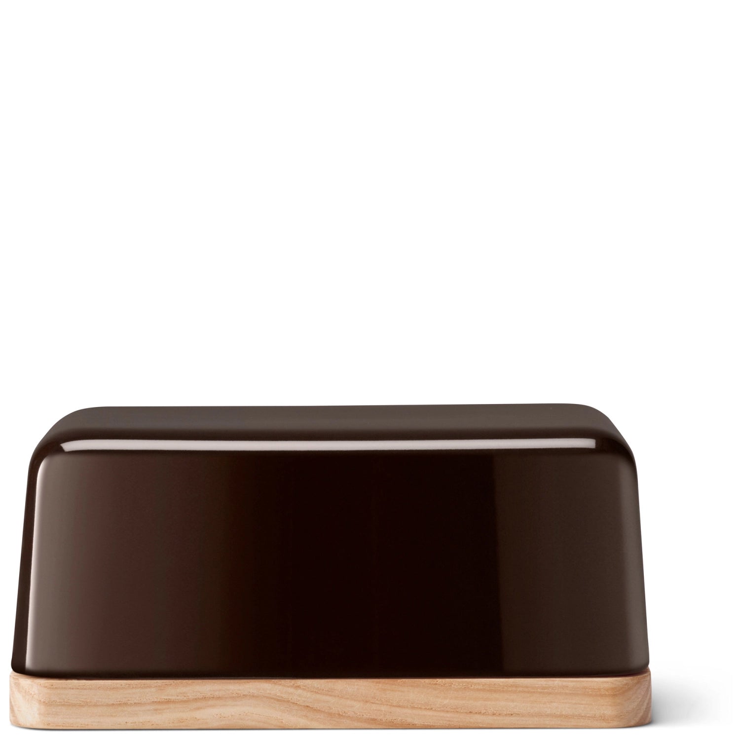Stilvolle Butterdose aus hochwertigem Eschenholz in Mocha, 14 cm, ideal für die ansprechende Aufbewahrung von Butter.