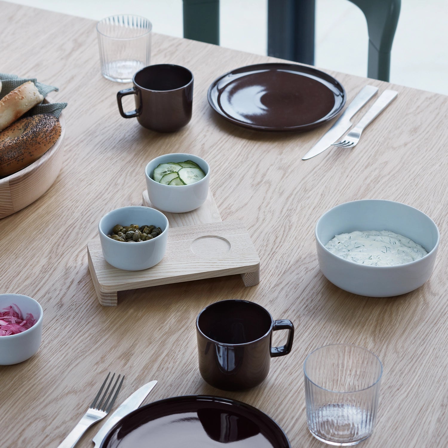 Service de table collectif LxlxH19,5x16x8cm frêne weiss