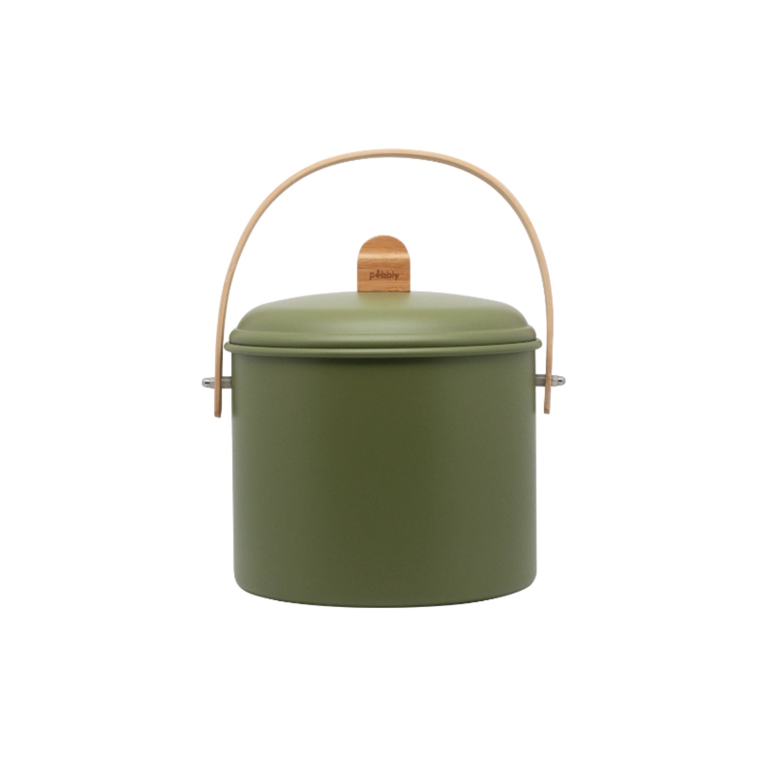 Compost bin 3.5l metal olive and bamboo with carbon filter