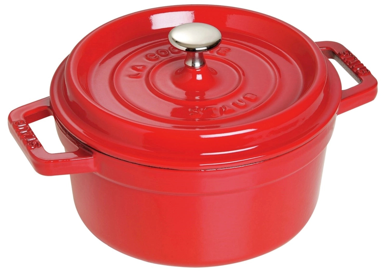 Cocotte 20cm, rund, Kirsch-Rot, Gusseisen 2.2l in Rot präsentiert im Onlineshop von KAQTU Design AG. Pfanne/Topf ist von Staub