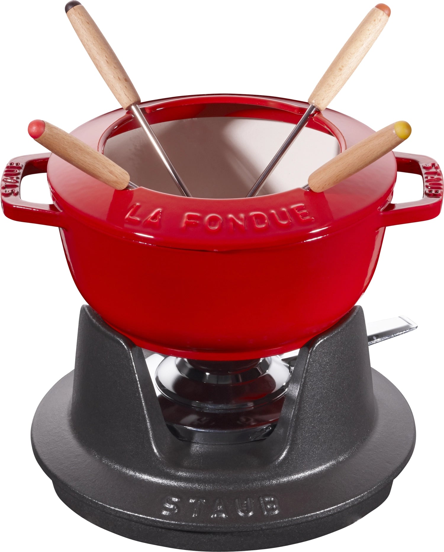 Fondue Set Kirsch-Rot m. 2 Griffen, rund. 16cm in Rot präsentiert im Onlineshop von KAQTU Design AG. Geschirr ist von Staub