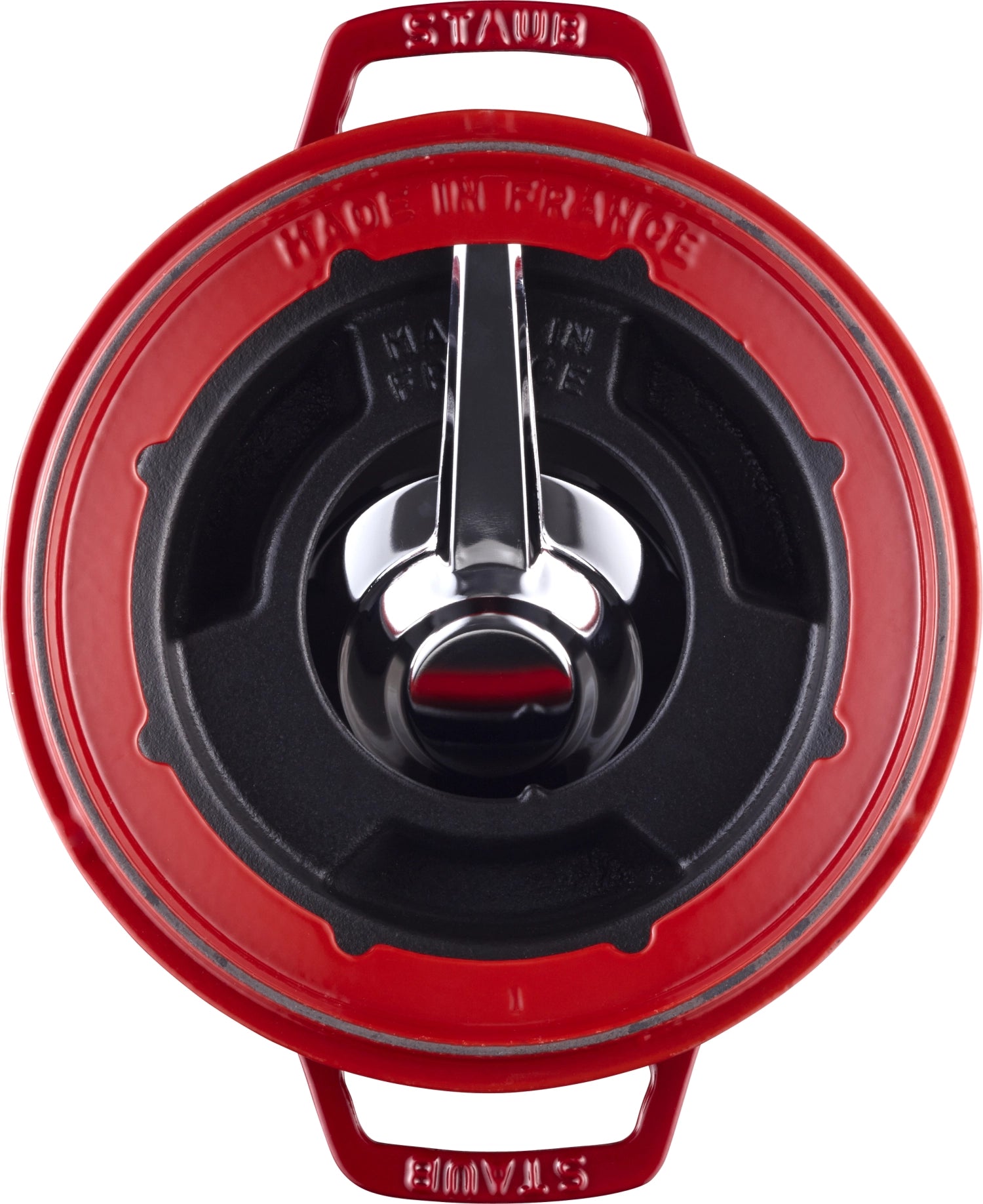 Service à fondue rouge cerise avec 2 manches, rond. 20 cm