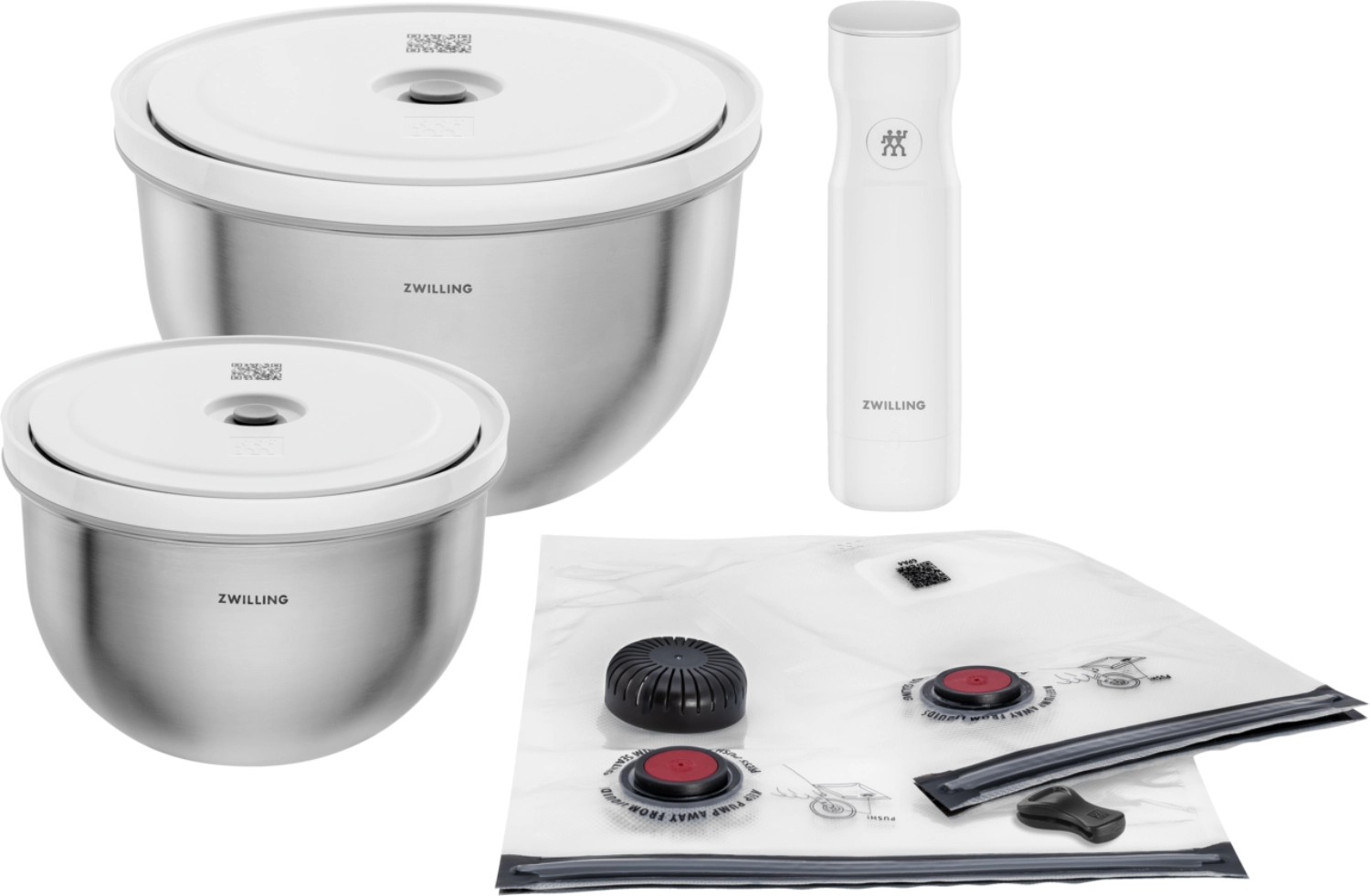 9 pieces Fresh & Save Bowls vacuum starter set, stainless steel