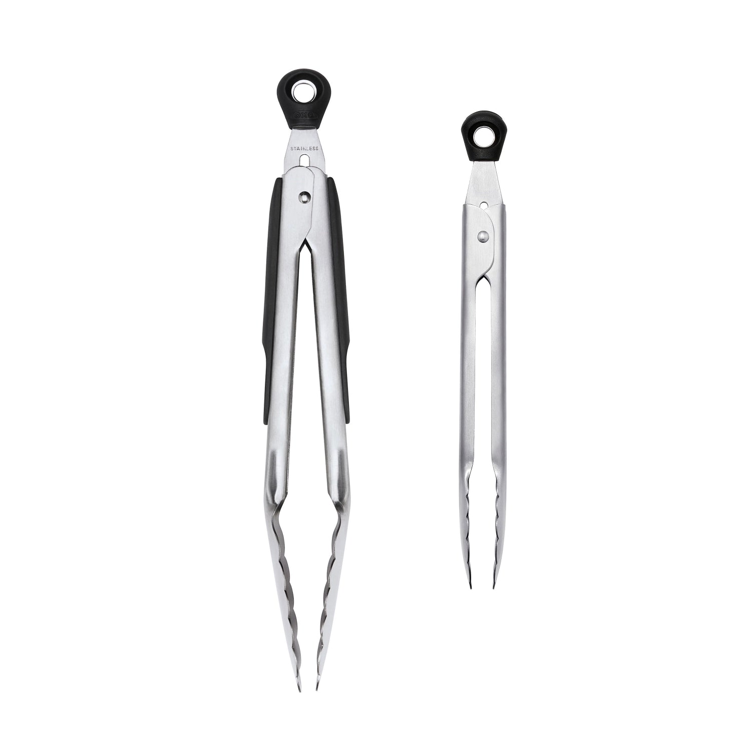 Praktisches 2er Set OXO Good Grips Zangen, ideal für das Greifen und Servieren von Lebensmitteln in der Küche, ergonomisches Design für einfachen Gebrauch.