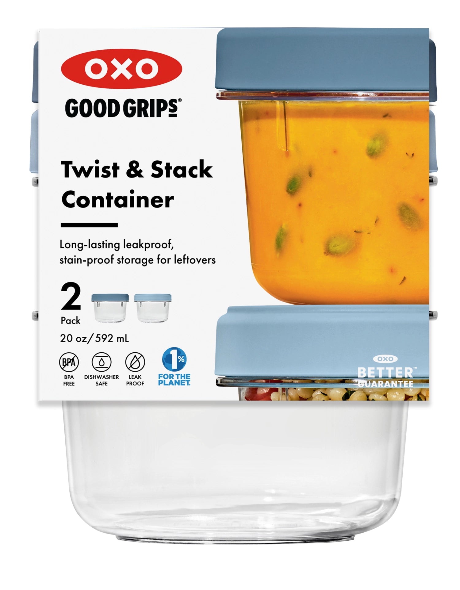 2 Impostare Good Grips Twist & Stack Storage Box 550ml