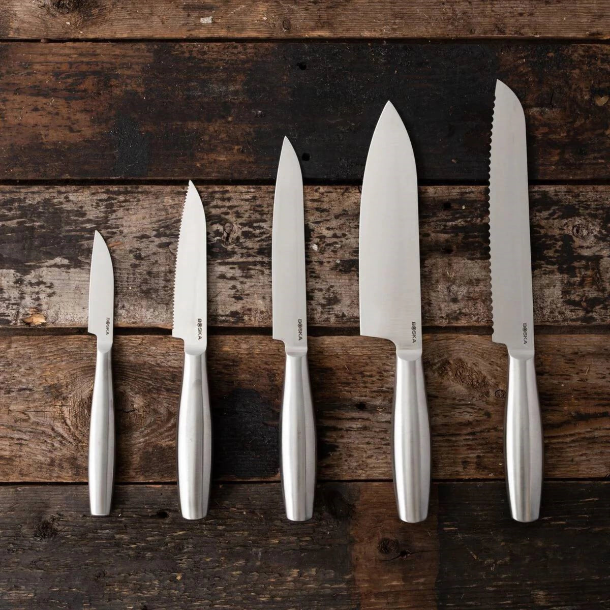 5tlg Copenhagen Küchenmesser Set in Grau präsentiert im Onlineshop von KAQTU Design AG. Küchenmesser ist von Boska