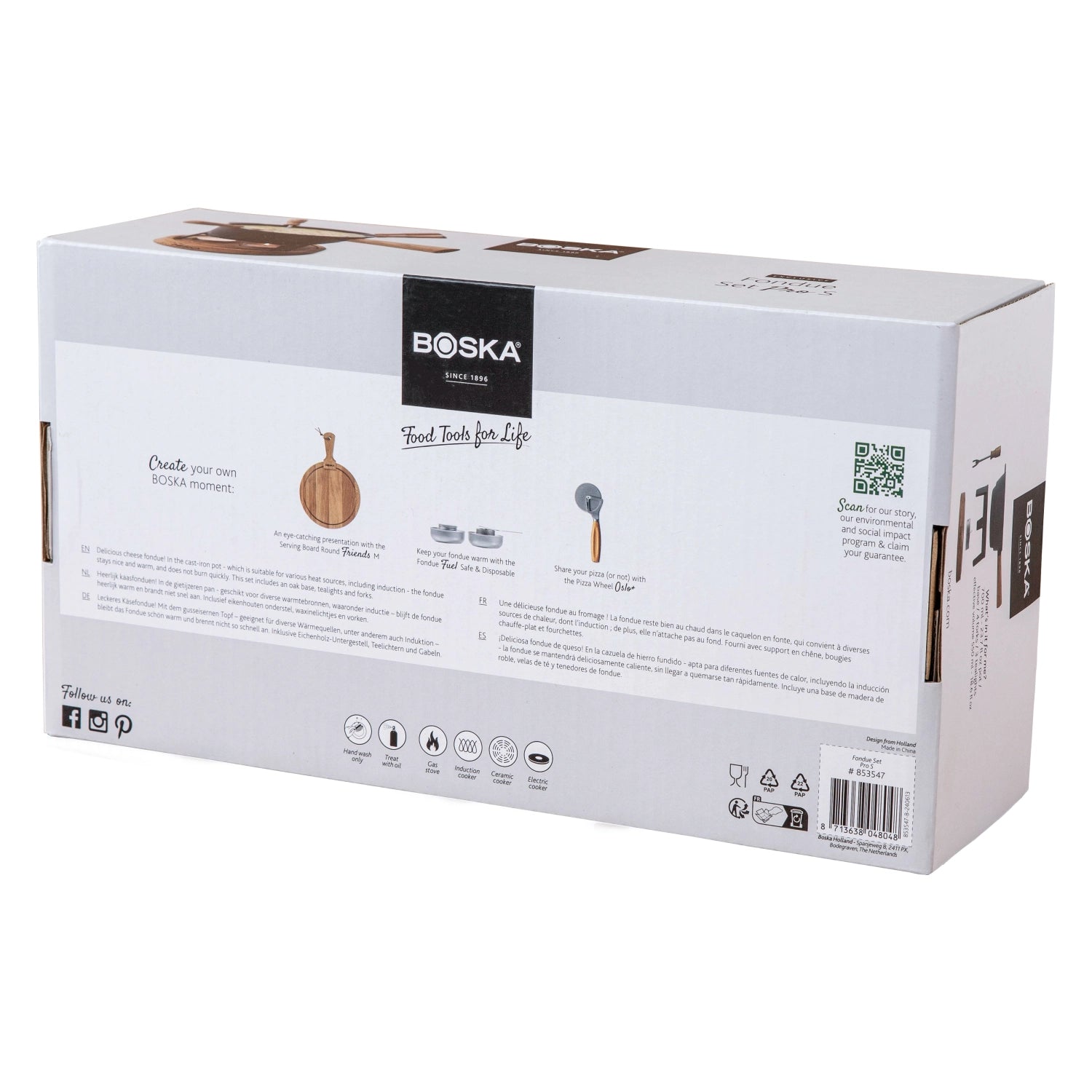 Service à fondue Pro S en bois de chêne européen et en fonte 0,7 l