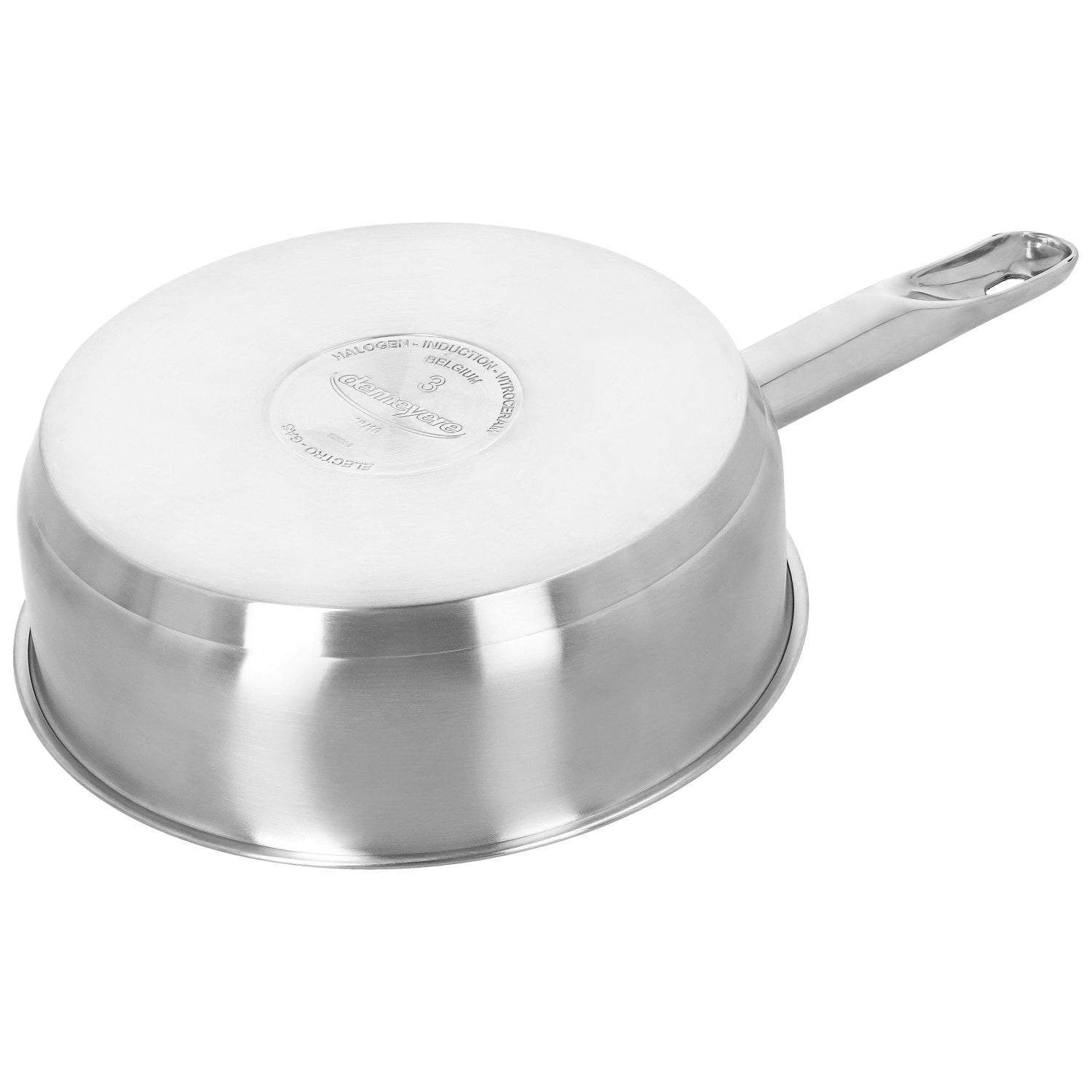 Specialties 3 Gourmetpfanne mit Glasdeckel in Silber präsentiert im Onlineshop von KAQTU Design AG. Topf ist von Demeyere