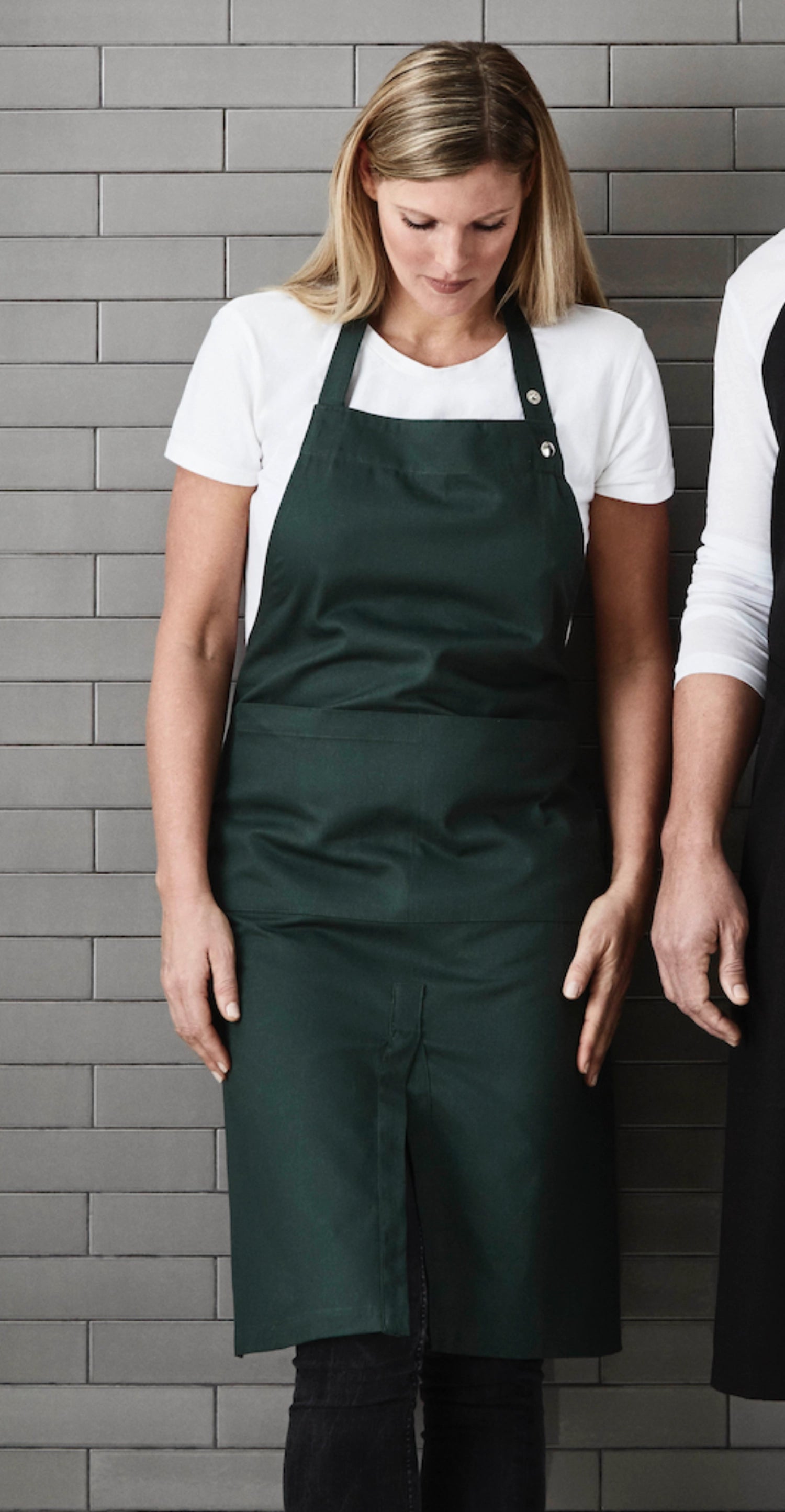 Tablier de cuisine avec poche 80x95cm coton bio vert foncé