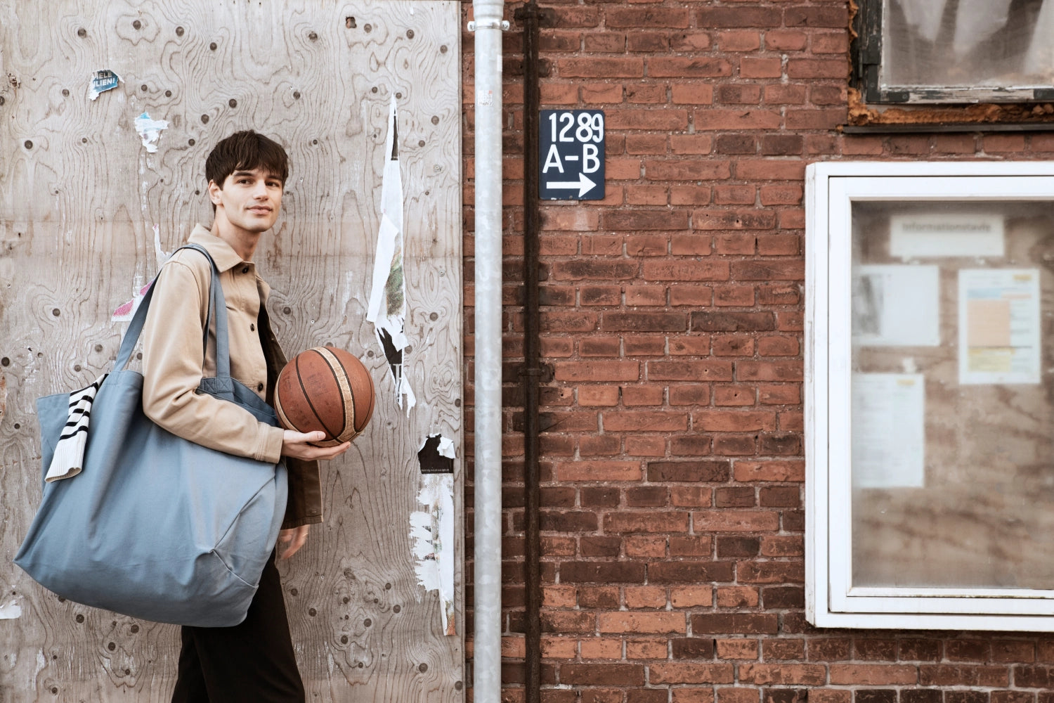 Sac Big Long 35x45x90cm gris bleu coton bio