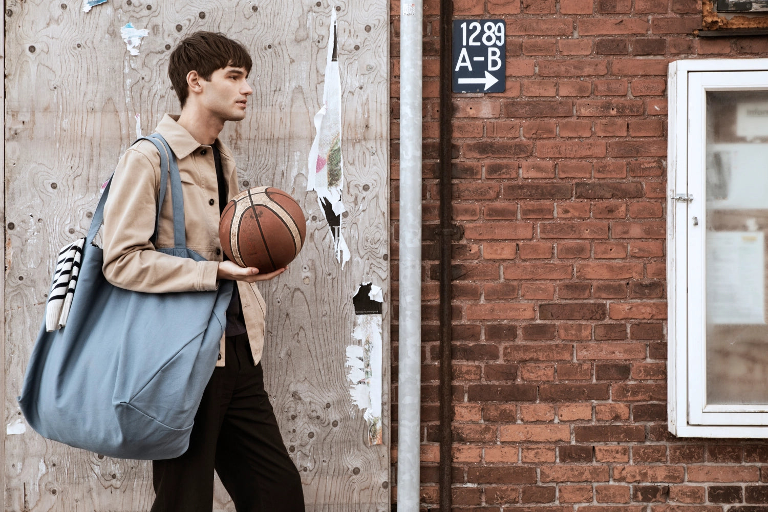 Sac Big Long 35x45x90cm gris bleu coton bio