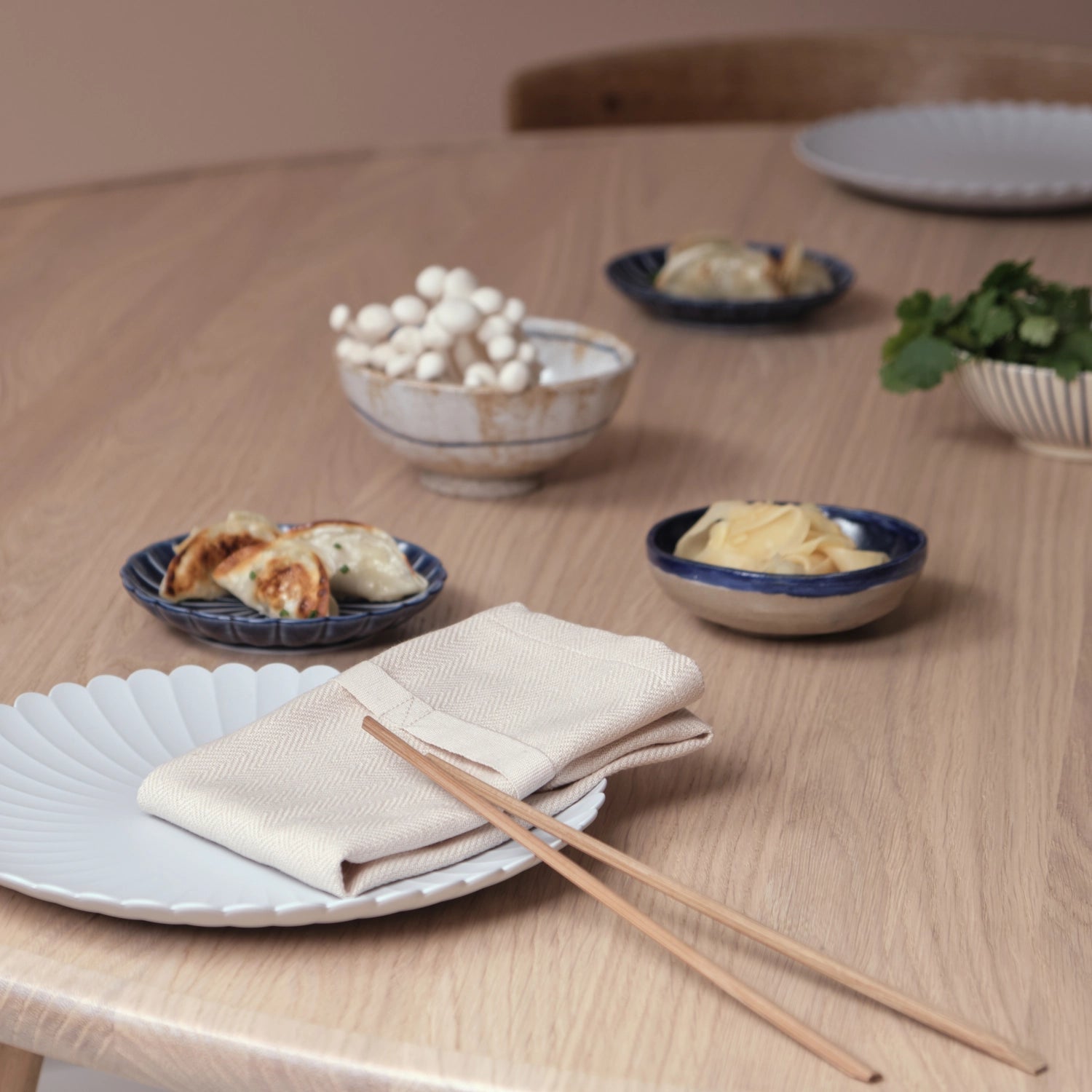 Dinner 4er Set Stoffserviette 35x40cm stone Biobaumwolle