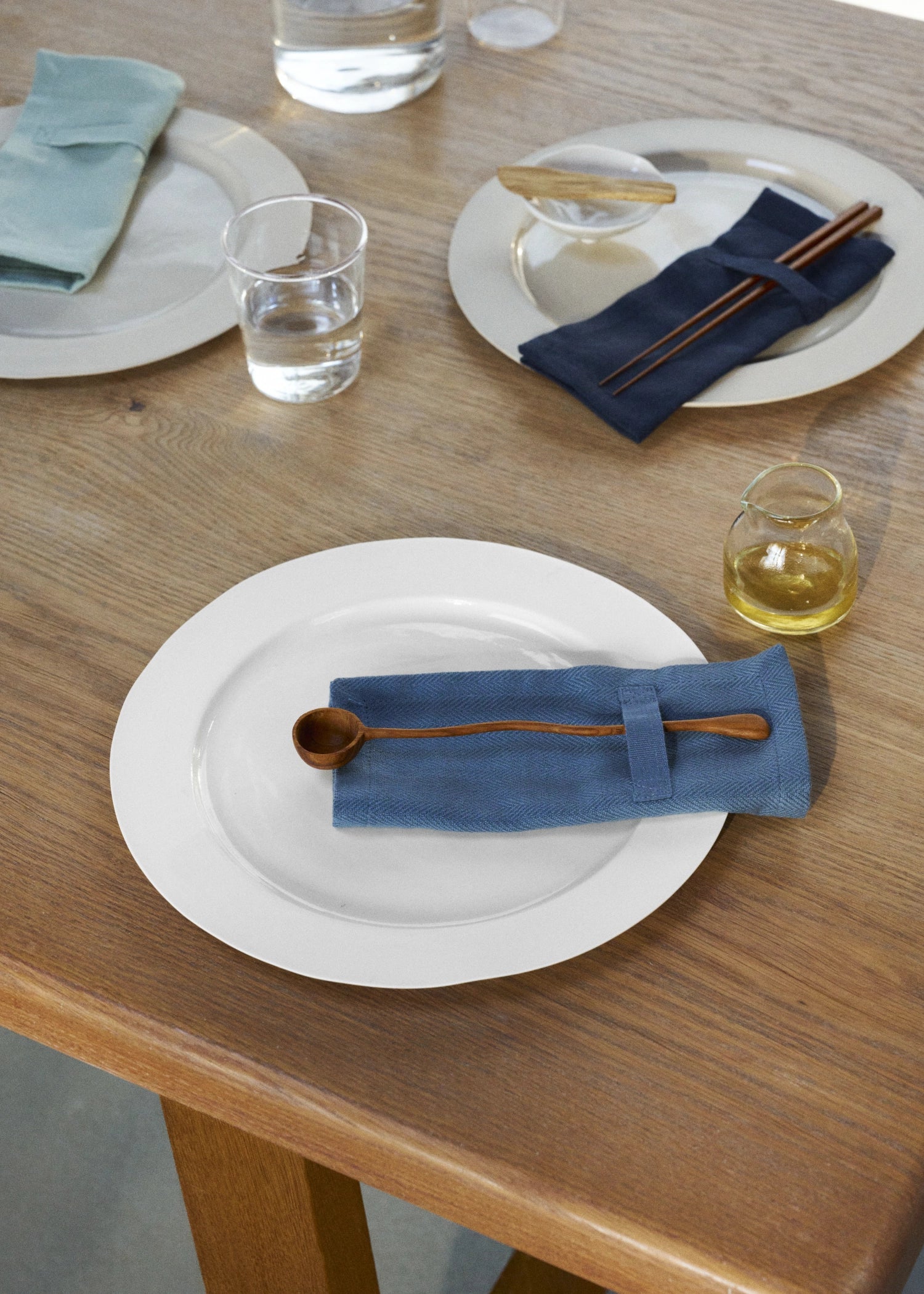 Tous les jours 4 set tissu napkiert 20x20cm bleu gris