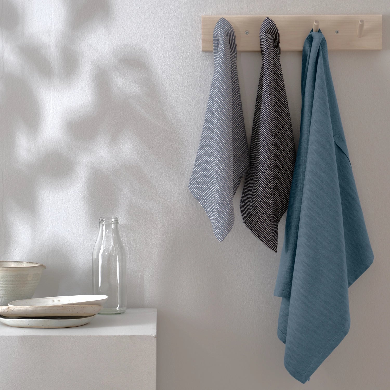 3 Ensemble de plats et de serviettes à rinçage 53x86cm coton biologique océanique