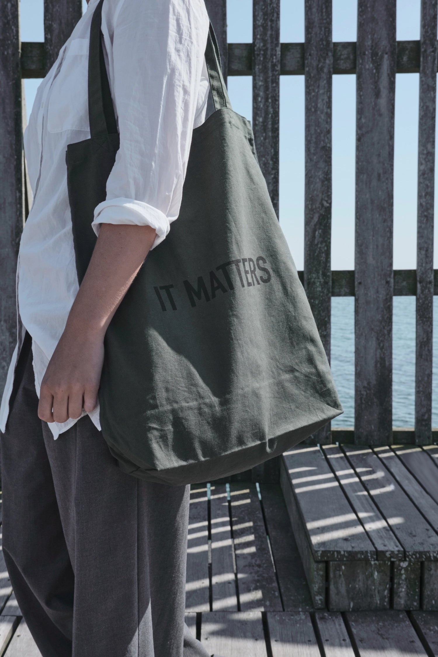 It Matters sac 50x35x15cm coton biologique vert foncé