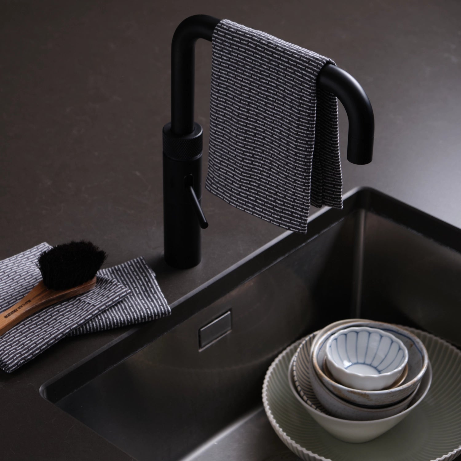 Set of 3 dishcloths 30x35cm evening gray organic cotton