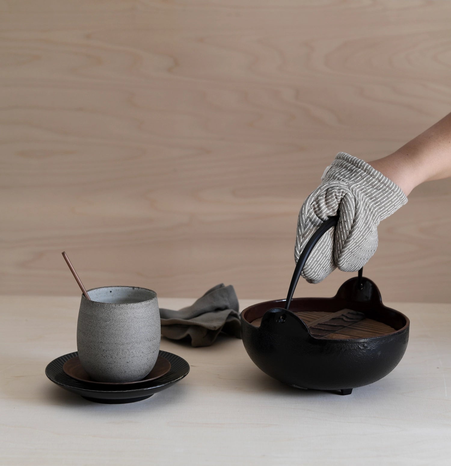 Mini gants de cuisine 14x14cm pierre d'argile coton bio