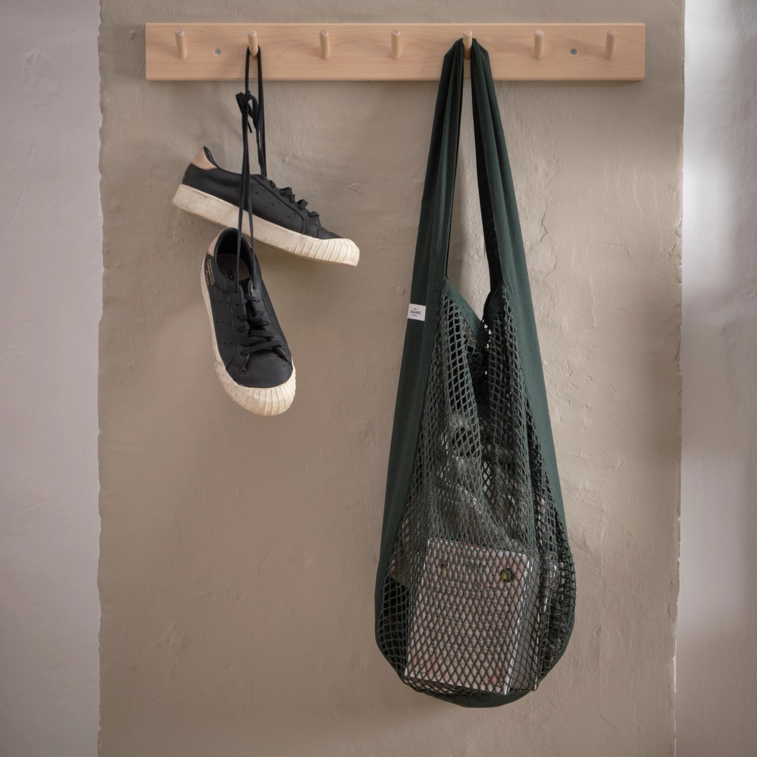 Net Shoulder Bag 44x15x45cm Dark Green Biobaumwolle