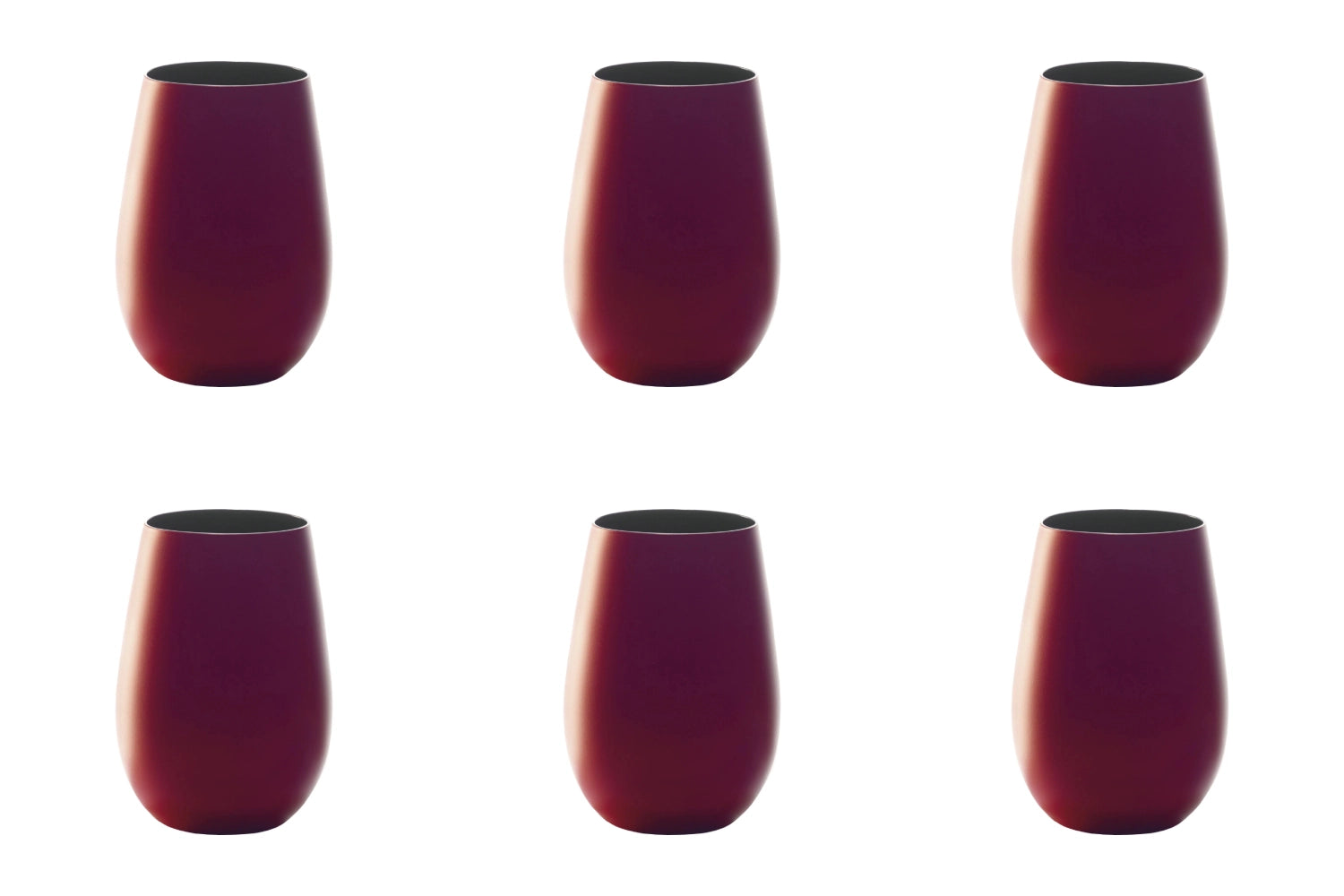 6er Set Elements Becher 465ml rot/schwarz