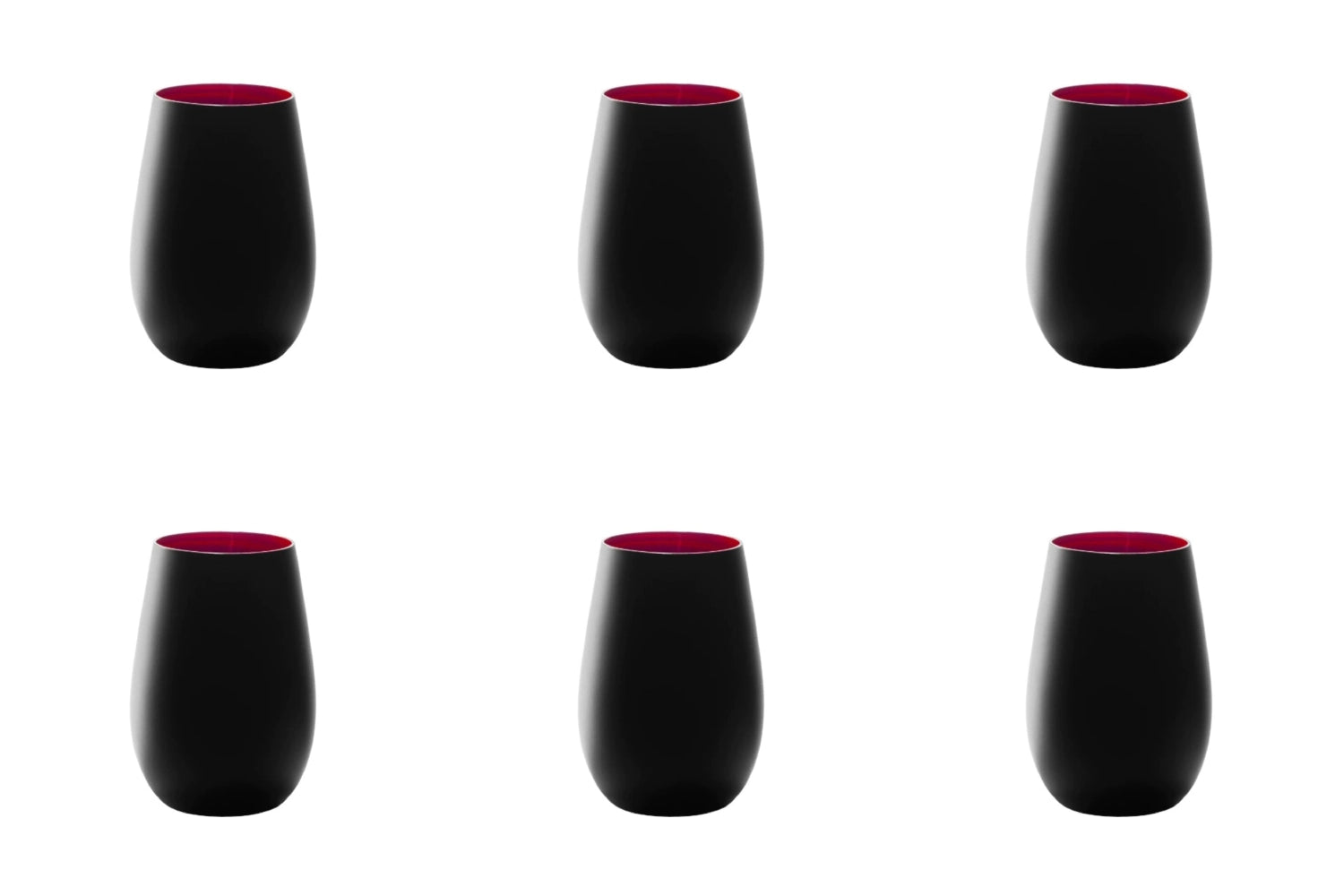6 Éléments réglés tasse 465 ml noir/rouge