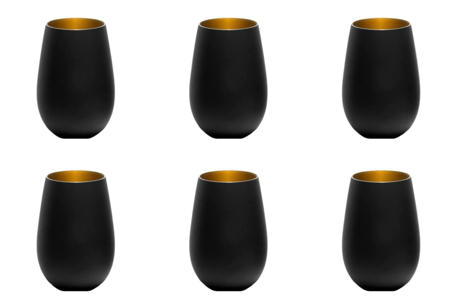 6 Éléments sets tasse 465 ml noir/or