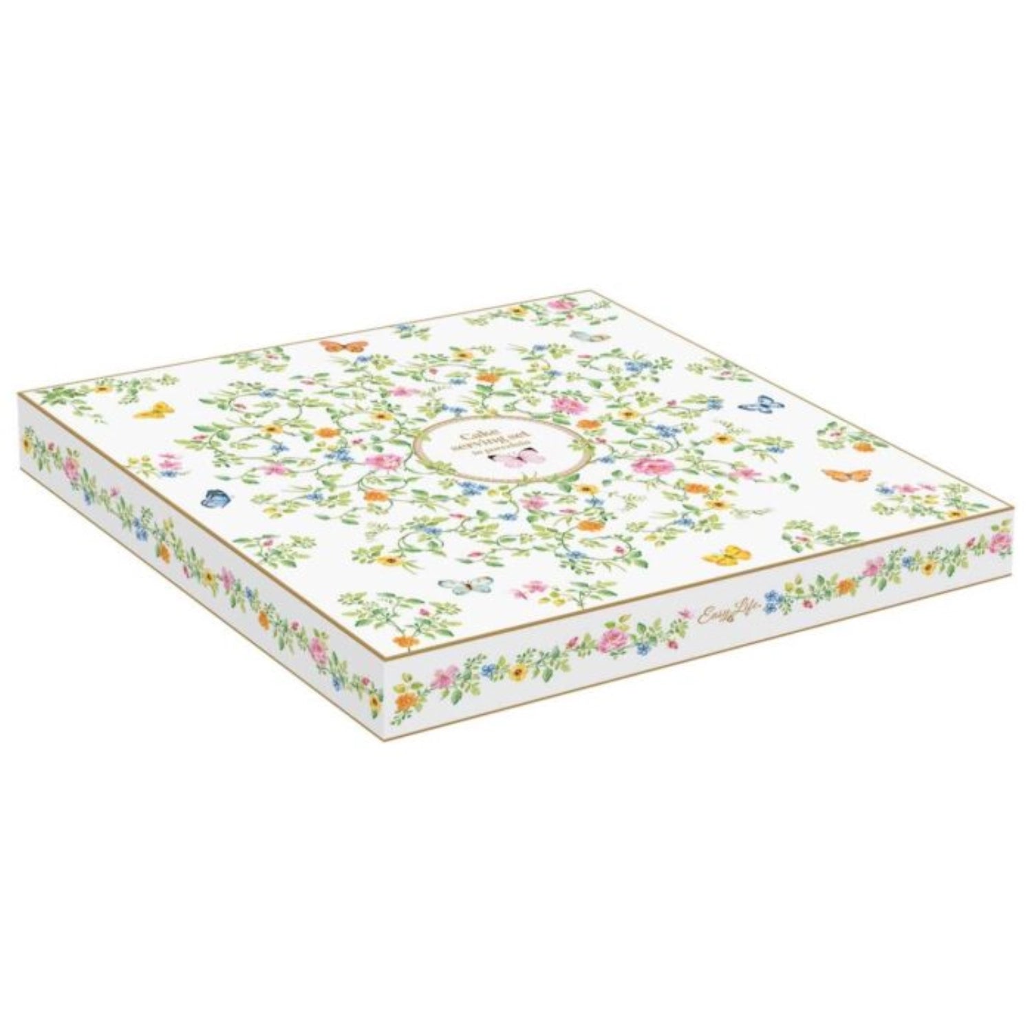 Assiette à gâteau Dancing Butterflies avec pelle D32cm en porcelaine.