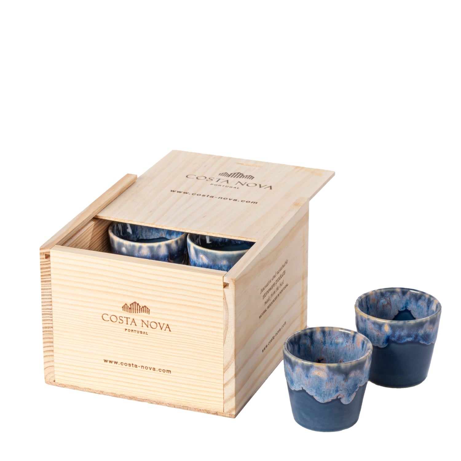 8er Set Grespresso Geschenkbox Espressotasse 70ml denim in Blau präsentiert im Onlineshop von KAQTU Design AG. Tasse ist von Costa Nova