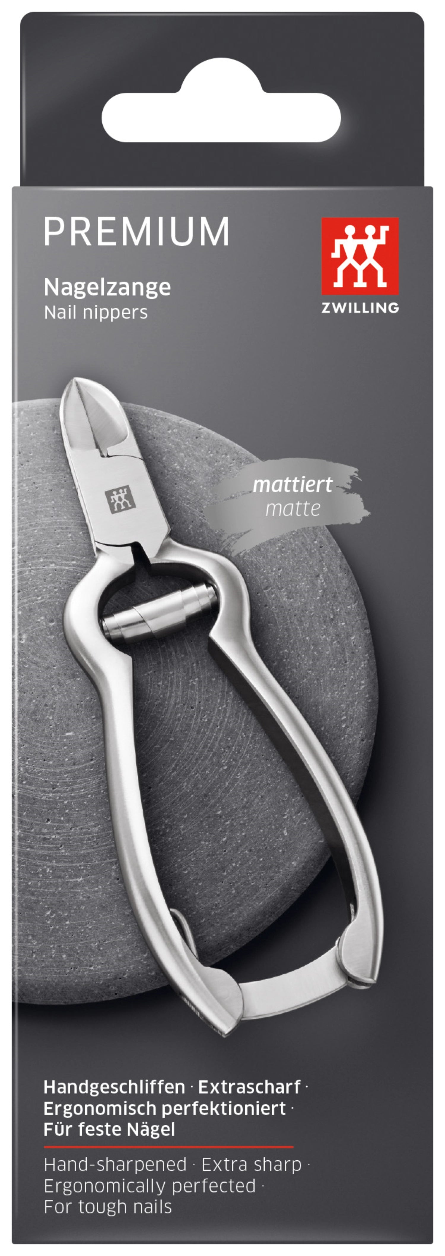 Premium Nagelzange mit Pufferfeder in Silber präsentiert im Onlineshop von KAQTU Design AG. Pflege ist von Zwilling Beauty