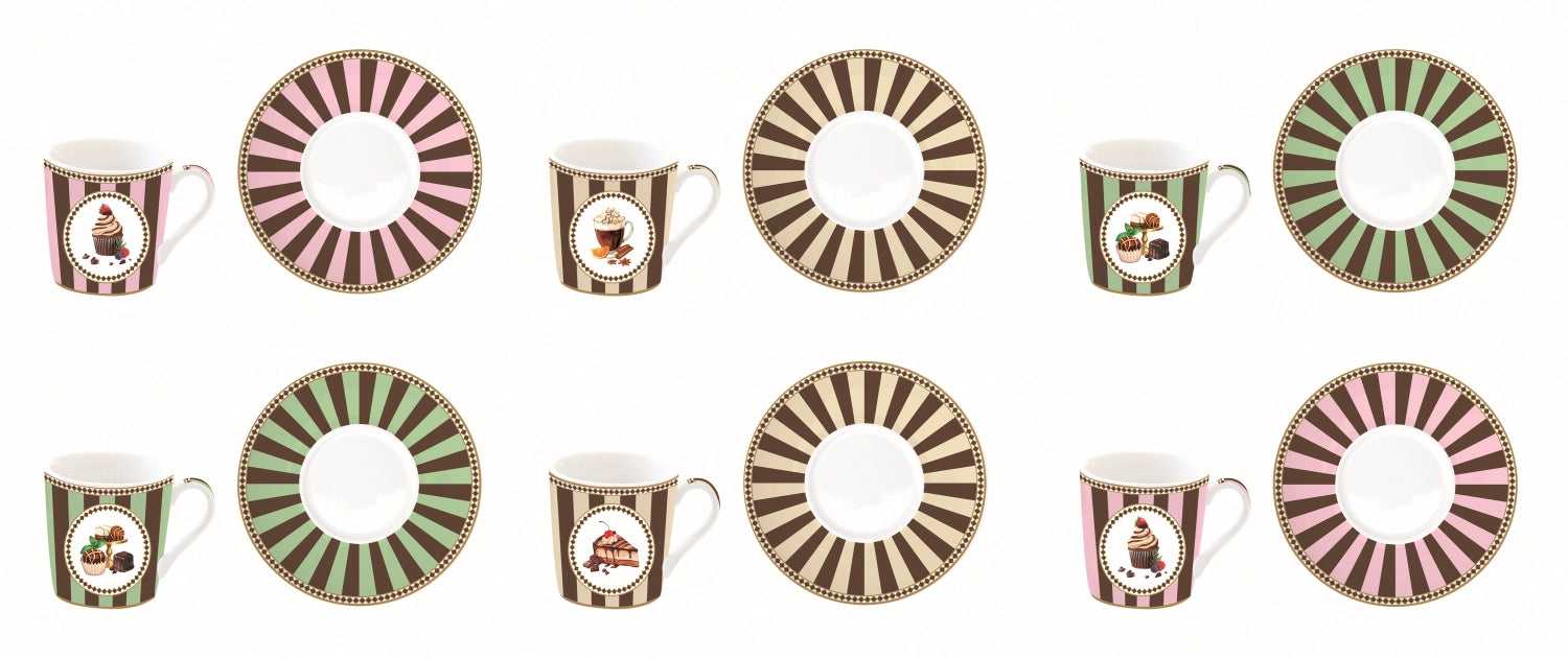 6er Set Sweet Moments Espressotasse 100ml Porzellan in Mehrfarbig präsentiert im Onlineshop von KAQTU Design AG. Tasse ist von Easy Life