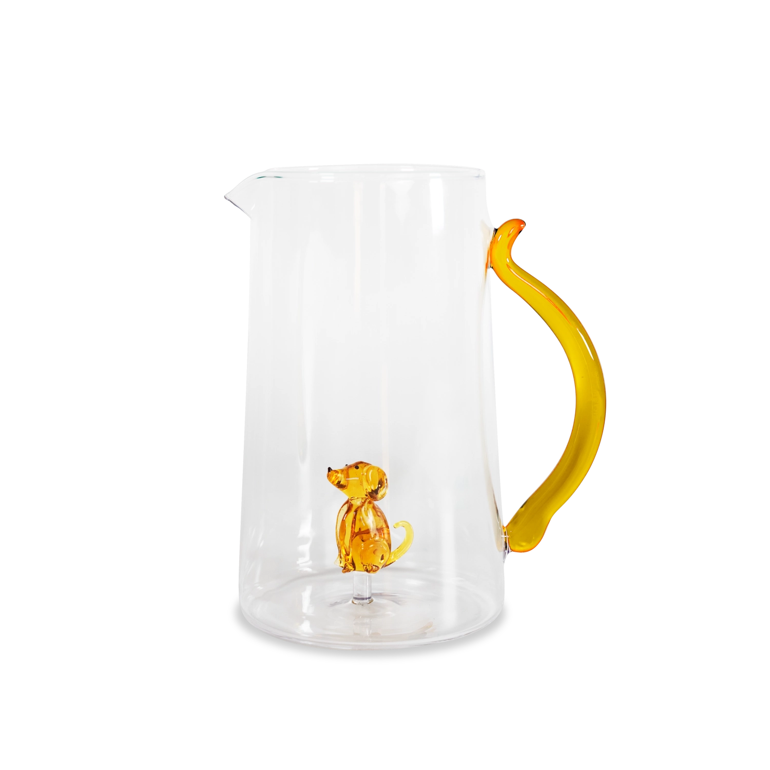 Krug aus Borosilikatglas Hund in Gelb präsentiert im Onlineshop von KAQTU Design AG. Karaffe ist von Easy Life
