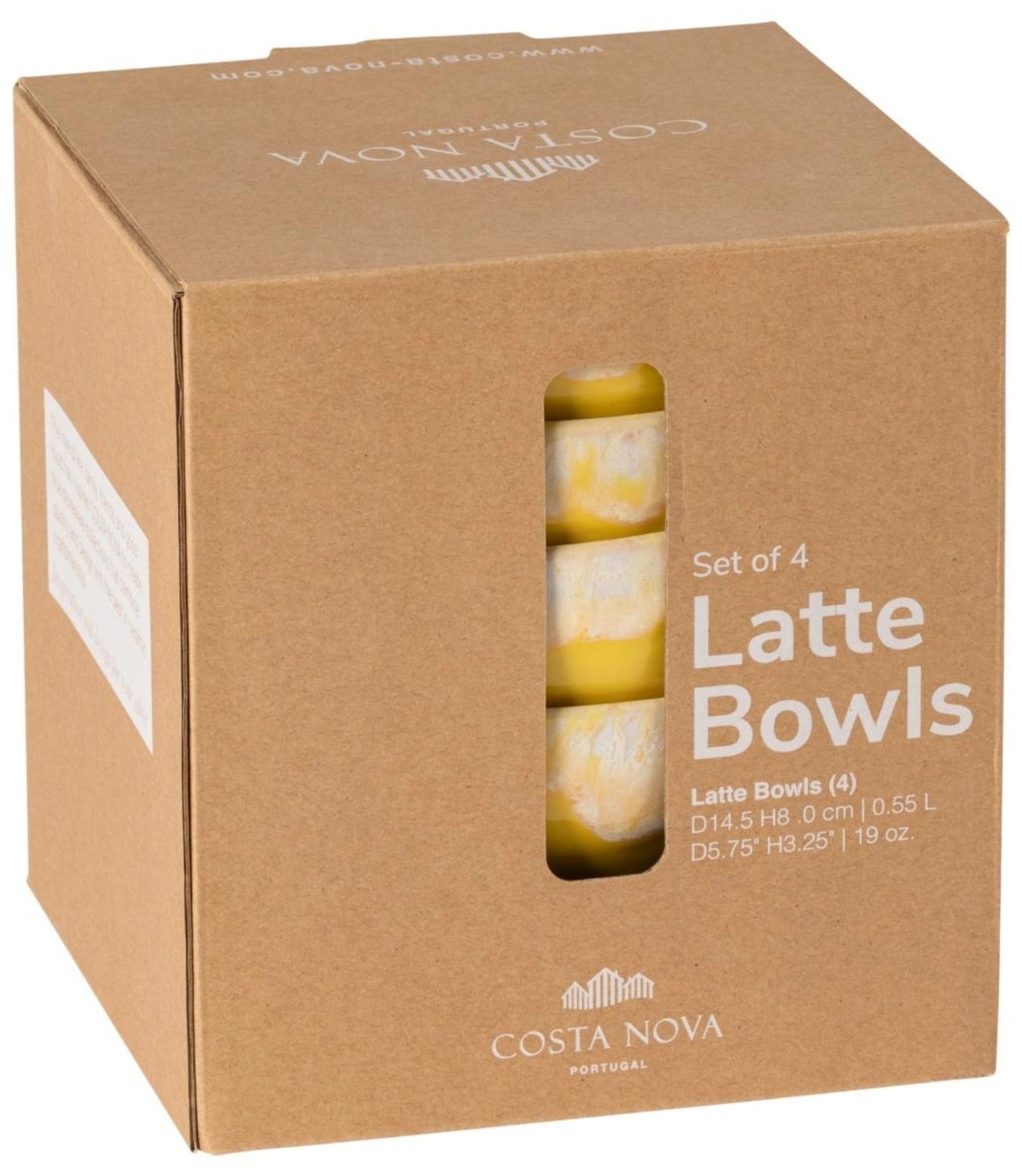 4er Set Latte Bowls Schale 550ml D14.5cm H8cm gelb in Gelb präsentiert im Onlineshop von KAQTU Design AG. Schale ist von Costa Nova