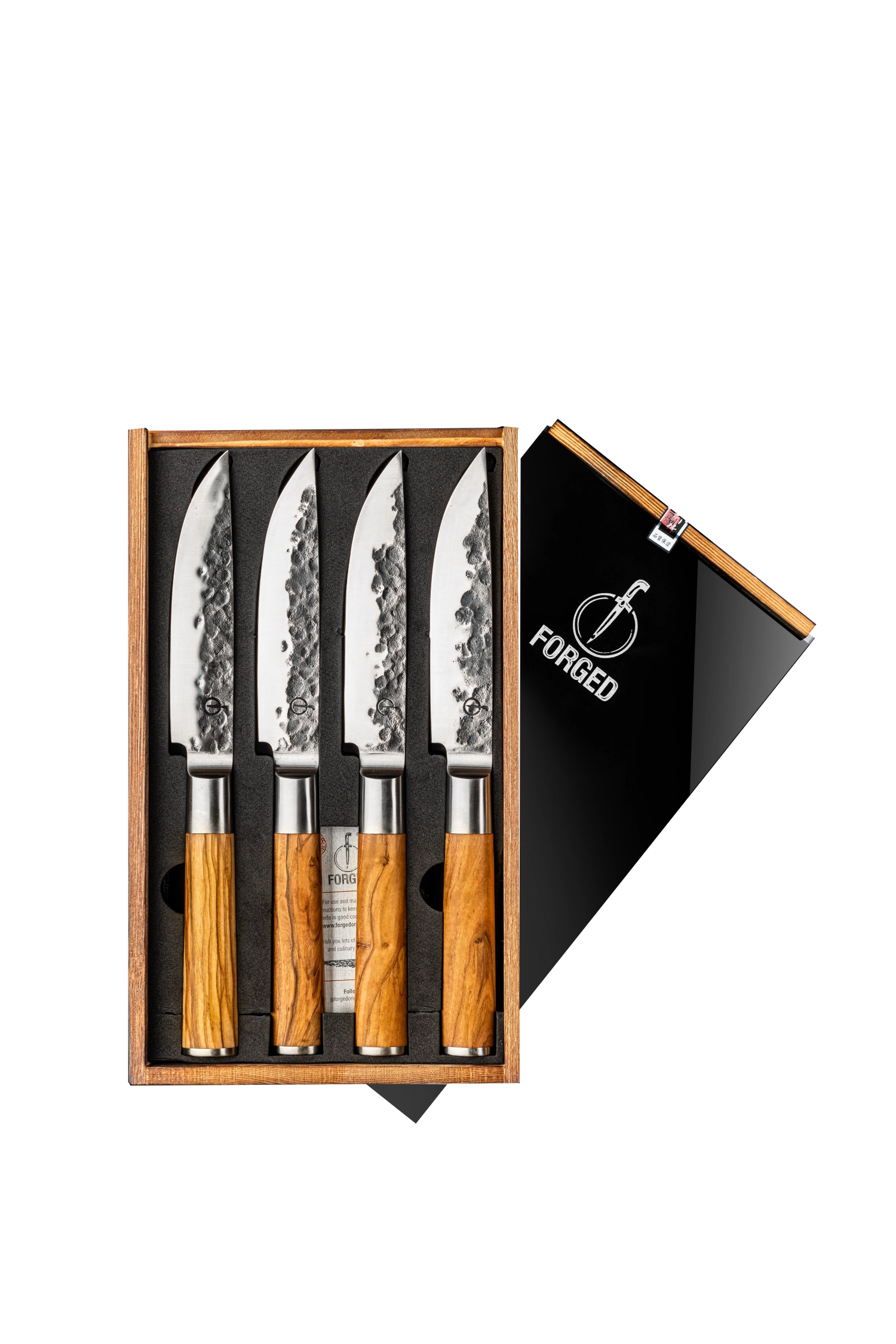 4tlg. Steakmesserset XXL in Braun präsentiert im Onlineshop von KAQTU Design AG. Küchenmesser ist von Forged