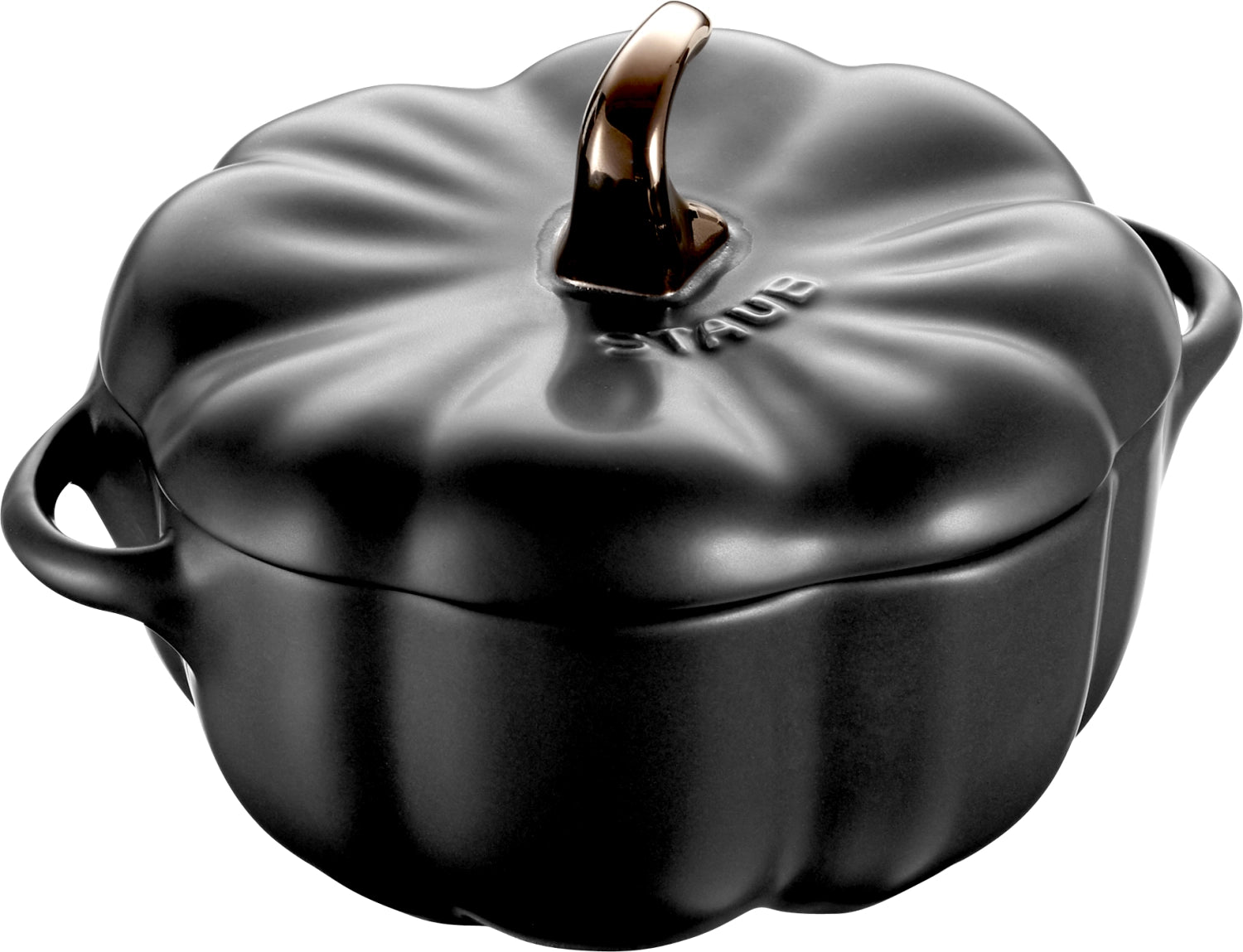 Cocotte 15cm, Kürbis, schwarz, Keramik 0.6l in Schwarz präsentiert im Onlineshop von KAQTU Design AG. Pfanne/Topf ist von Staub