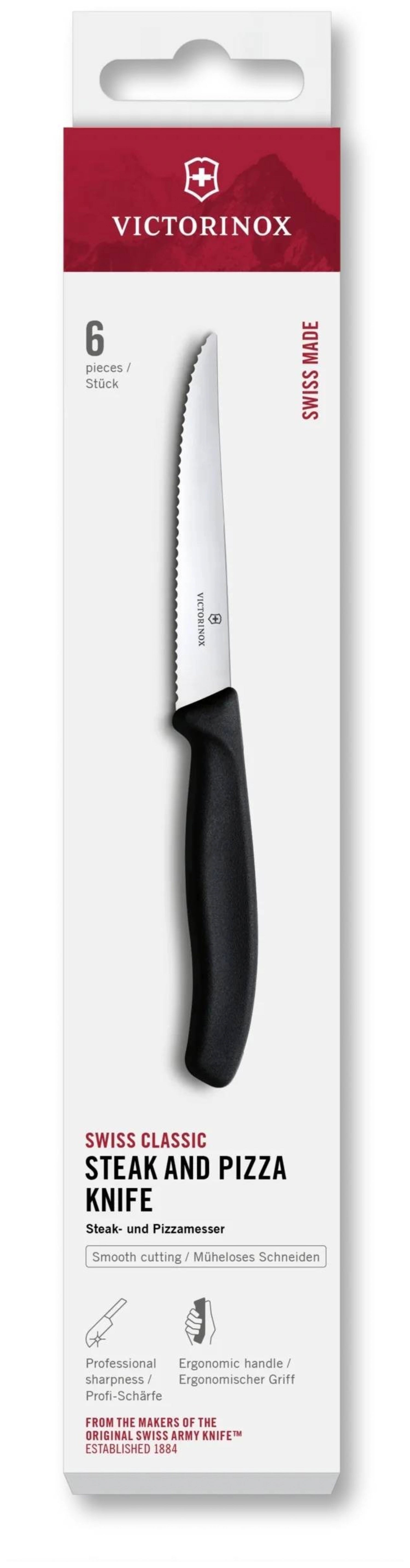 Swiss Classic Steak- und Pizzamesser 11cm in Schwarz präsentiert im Onlineshop von KAQTU Design AG. Küchenmesser ist von Victorinox