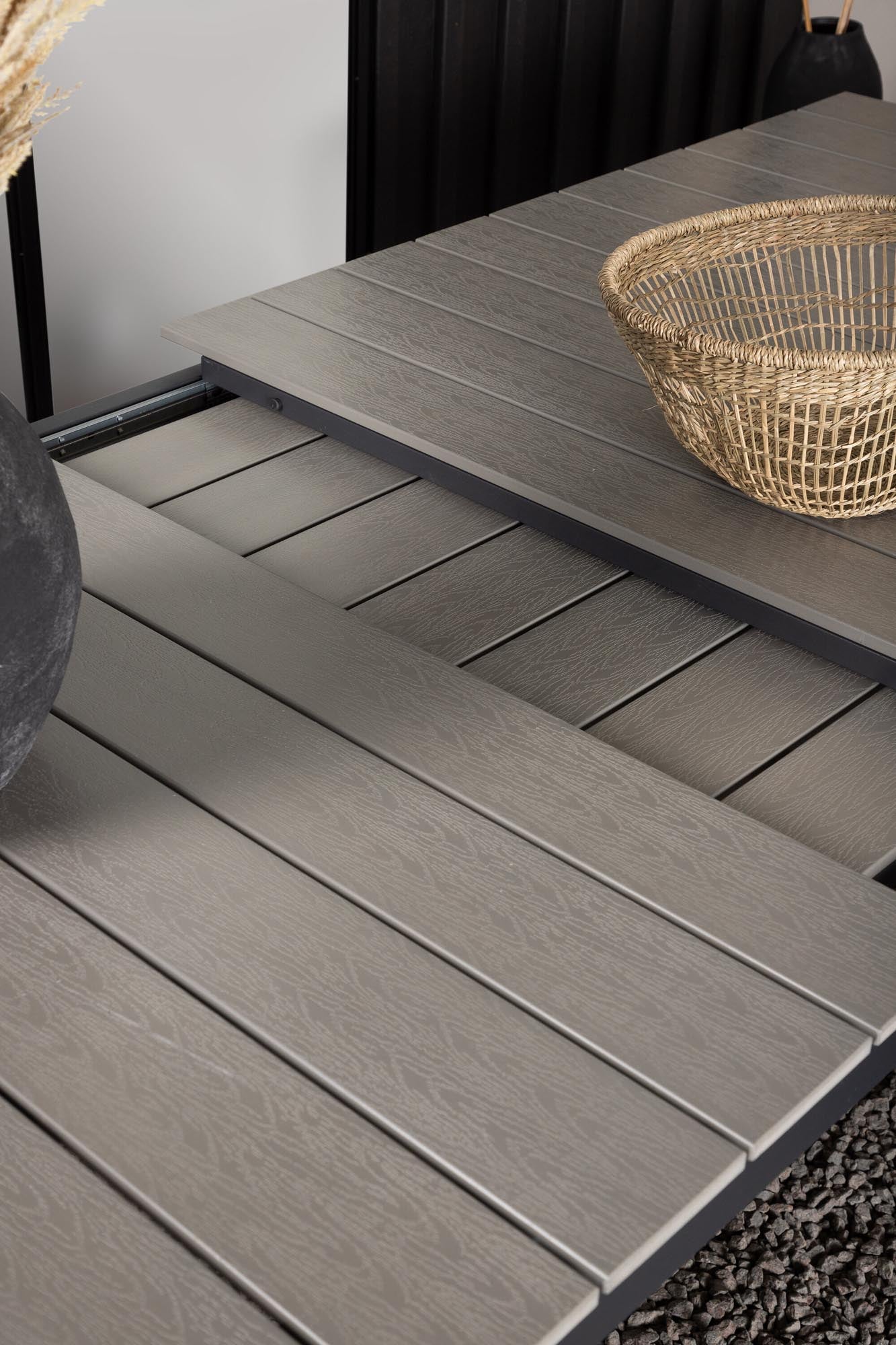 Moderner, ausziehbarer Gartentisch von Venture Home, ideal für stilvolle Aussenbereiche, flexibel von 100 bis 150 cm.