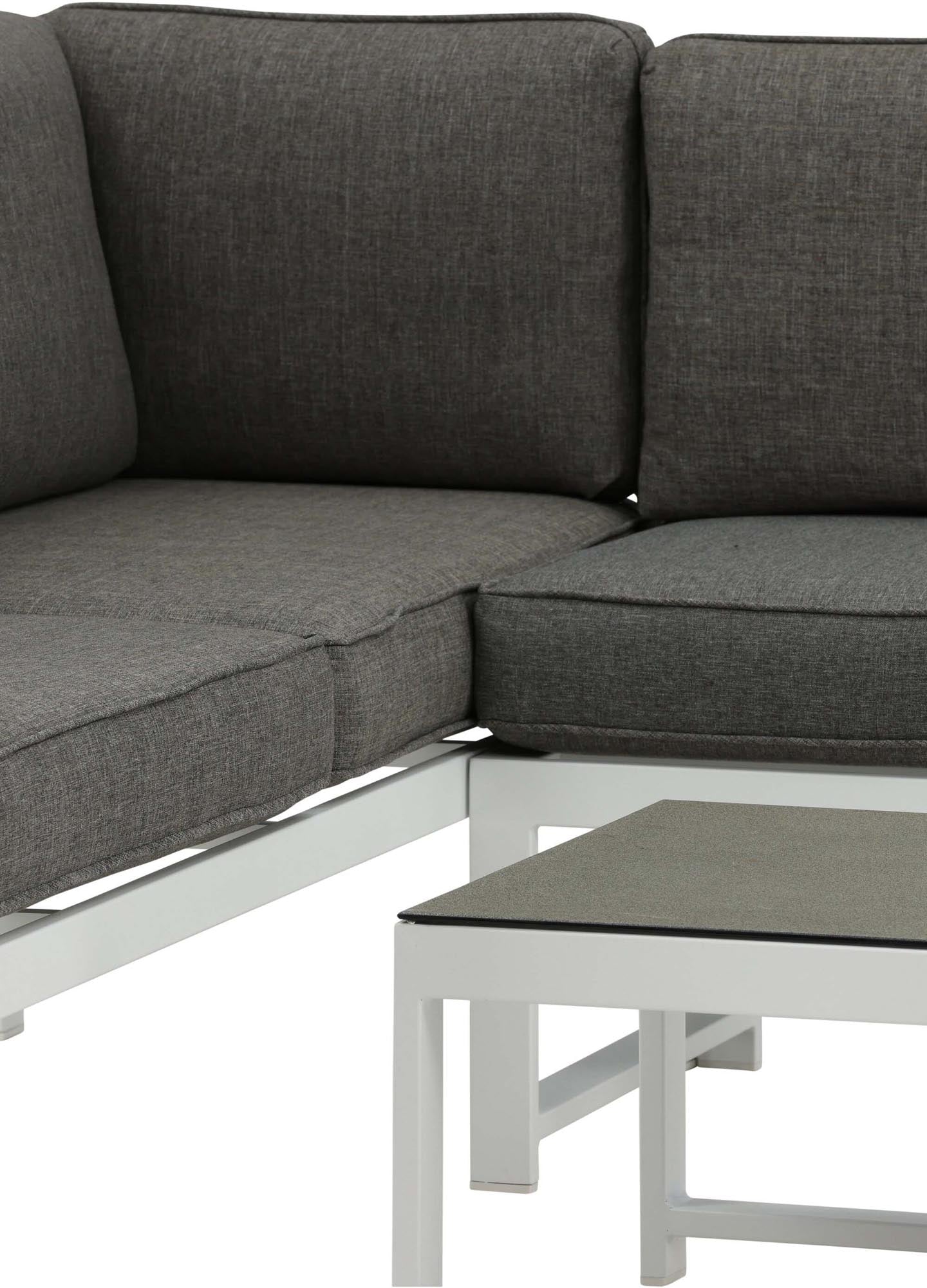 Das Salvador Ecksofa Outdoorset von Venture Home bietet stilvollen Komfort und modernes Design für Ihren Aussenbereich.
