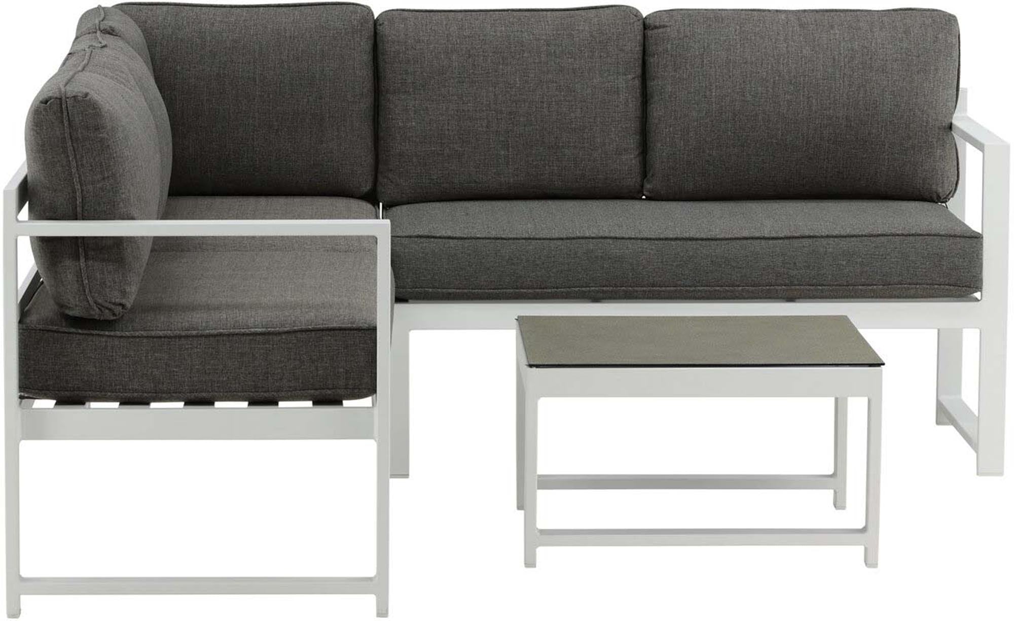 Entdecken Sie das Salvador Ecksofa Outdoorset von Venture Home – stilvolles Design, wetterfestes Aluminium, komfortable Polsterung für Ihre Outdoor-Oase.