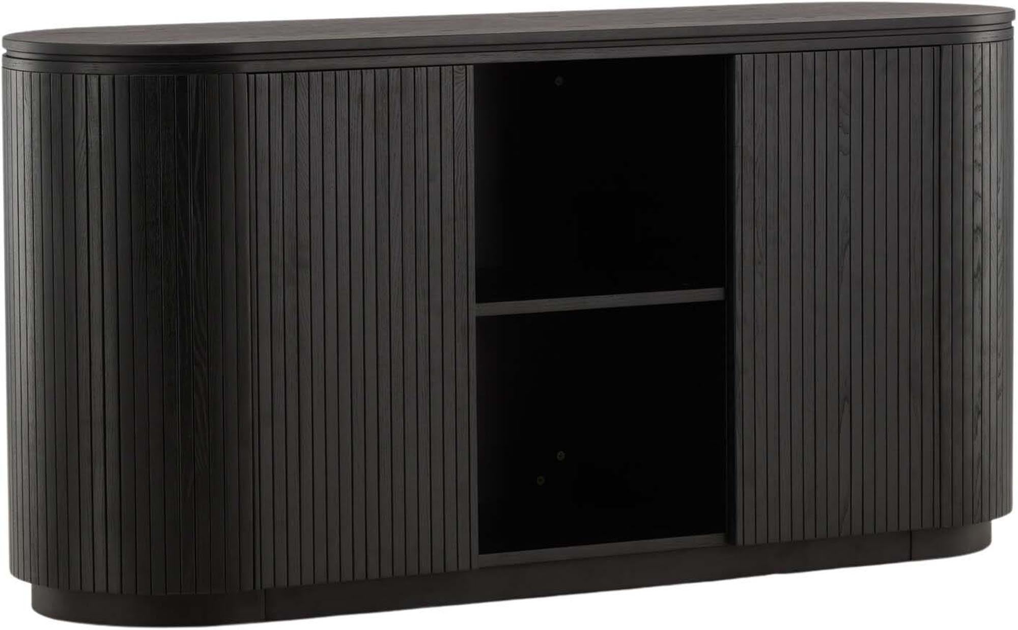 Stilvolles Fjällbacka Sideboard: Schwarze Eiche, skandinavisches Design, 160x48x80cm, funktional und modern.