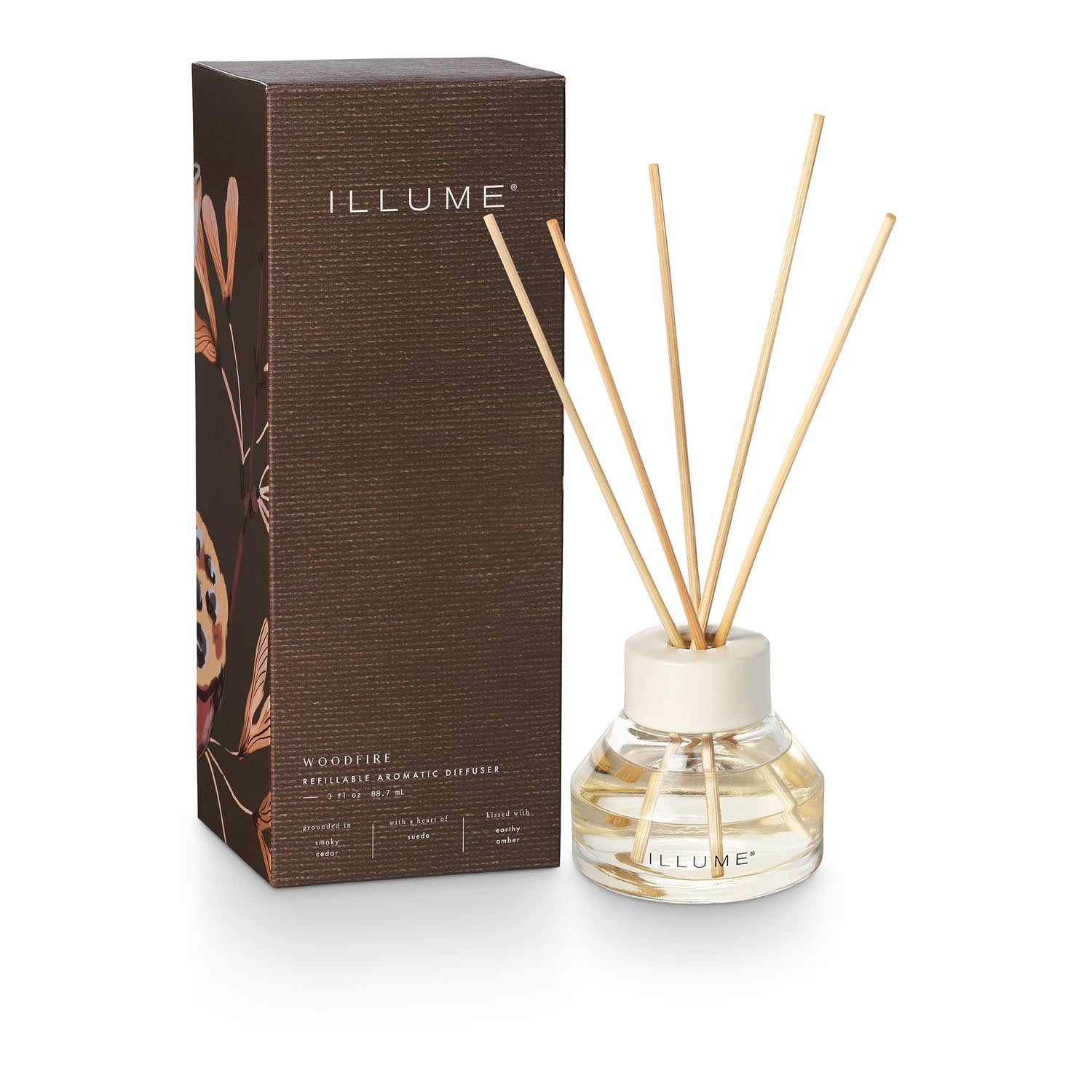 Woodfire Scent Diffuser, Braun, in Braun präsentiert im Onlineshop von KAQTU Design AG. Duftöl ist von Illume