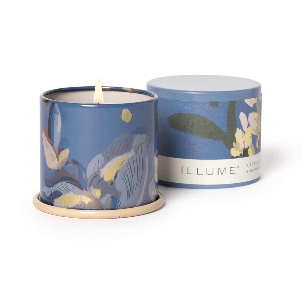 Citrus Crush Demi Vanity Tin Kerze, Blau, in Blau präsentiert im Onlineshop von KAQTU Design AG. Duftkerze ist von Illume