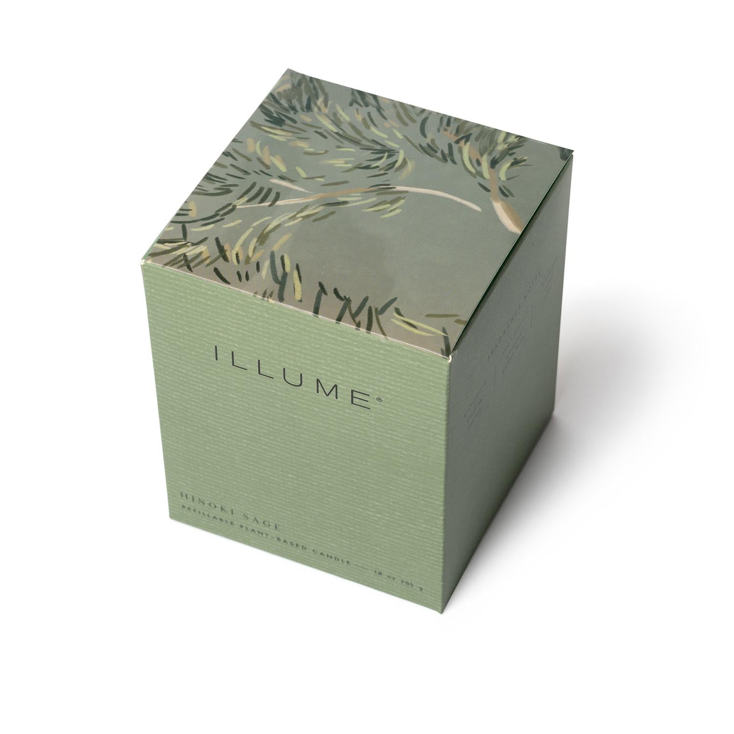 Hinoki Sage Box Glass Candle, Grün, in Grün präsentiert im Onlineshop von KAQTU Design AG. Duftkerze ist von Illume