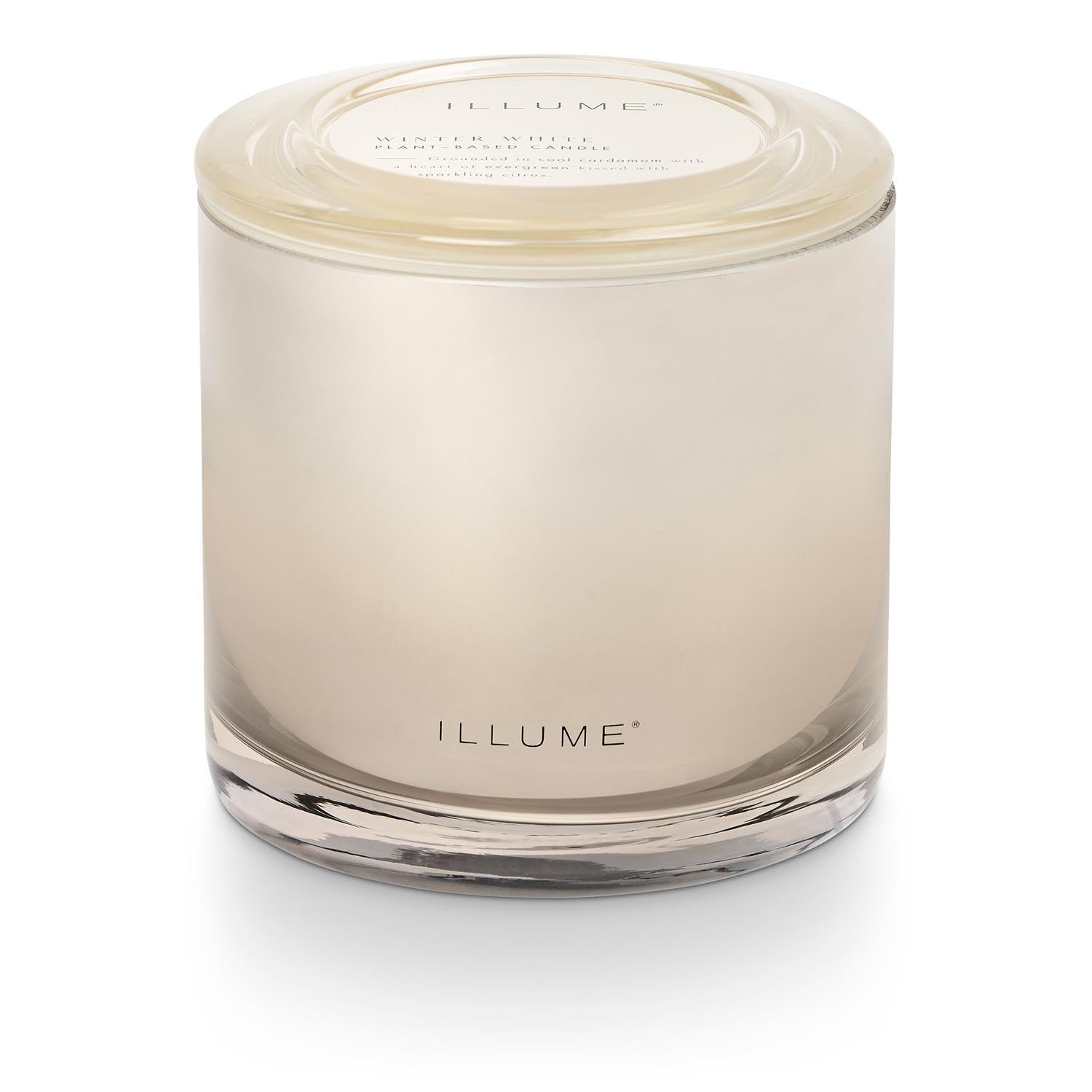 Winter White Statement Glas Kerze, Weiss, in Weiß präsentiert im Onlineshop von KAQTU Design AG. Duftkerze ist von Illume