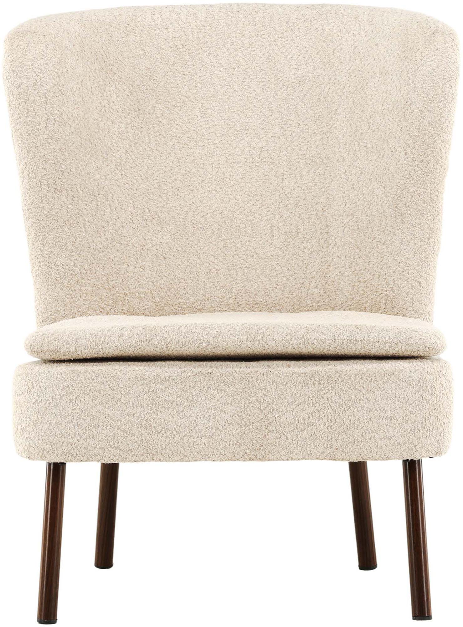 Eleganter Hällsö Sessel von Vind: Walnussholz trifft auf Beige.