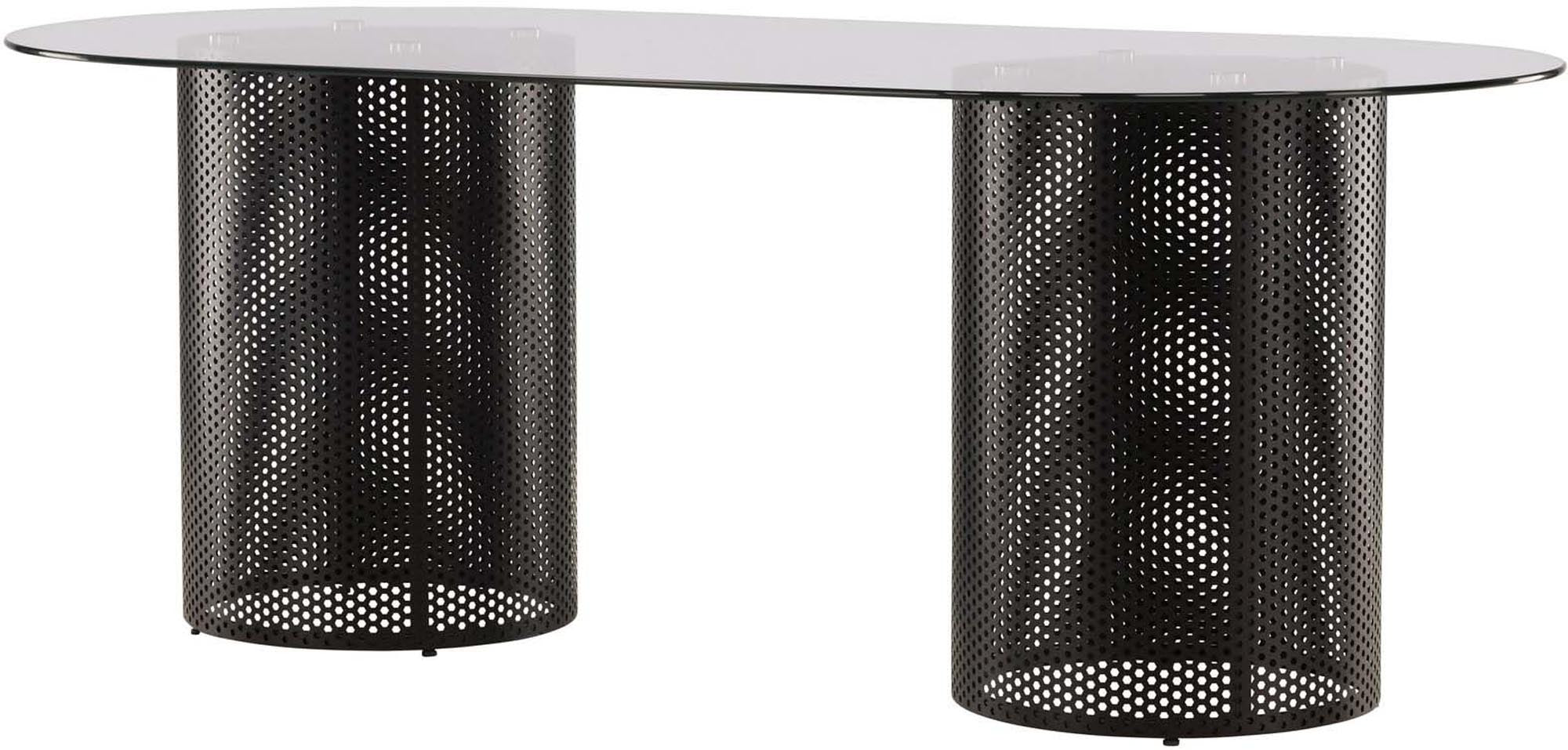 Eleganter Esstisch Glasgow x Josefin Lustig von Vind: Ovales Glasdesign, stabile Stahlbeine, ideal für gesellige Anlässe und stilvolle Einrichtung.