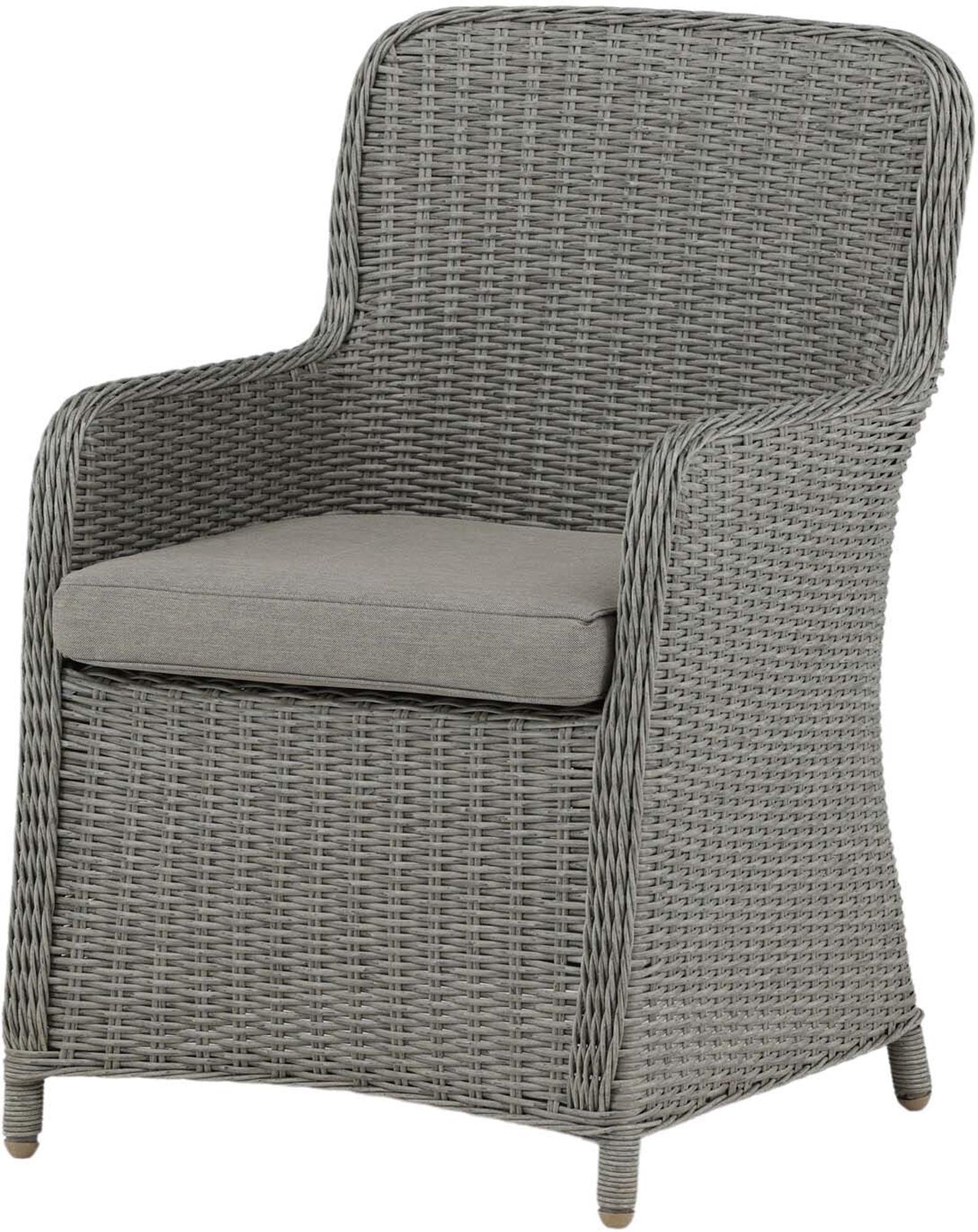 Entdecken Sie den eleganten Wembley Stuhl von Venture Home! Mit modernem Design, robustem Korbgeflecht und hohem Sitzkomfort für Ihre Terrasse.