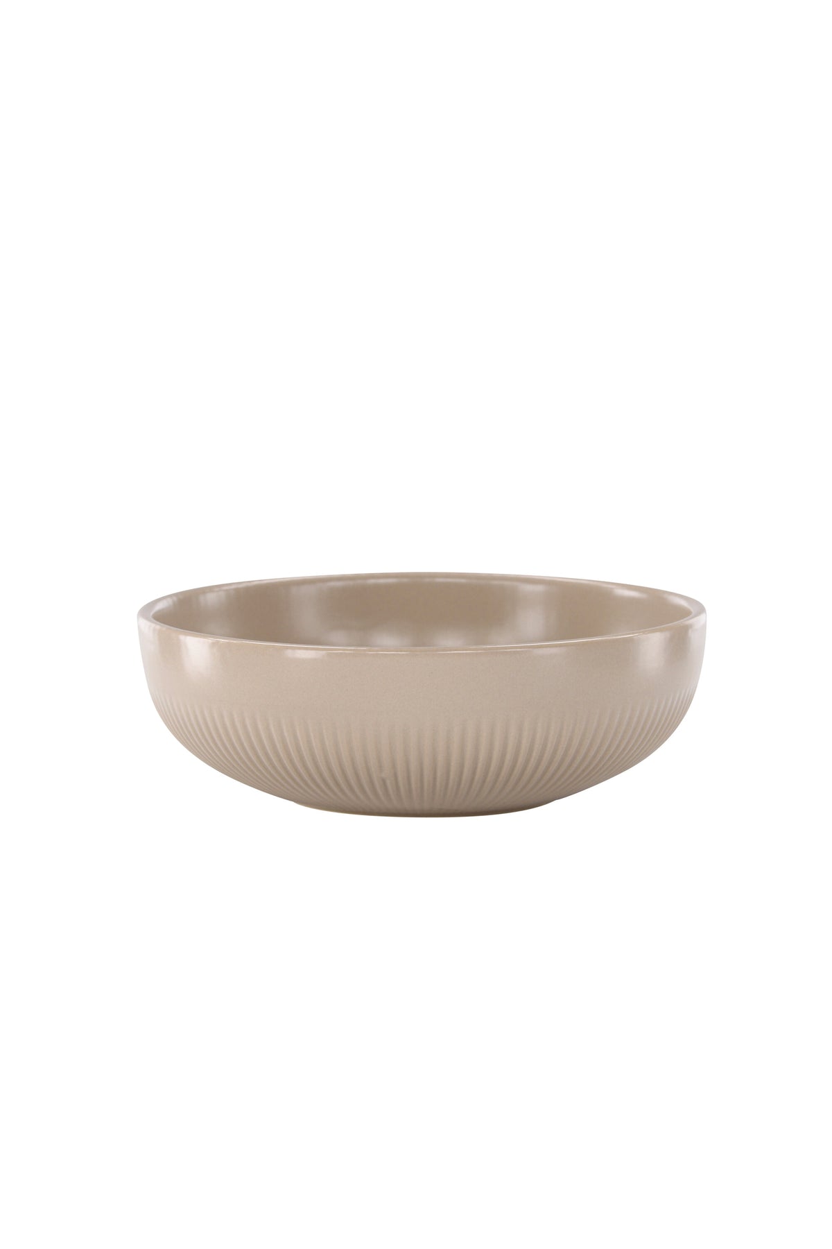 Runder Kerzenständer Posh von Venture Home aus glasiertem Steinzeug in Beige, Durchmesser 18 cm, Höhe 6 cm, schlichte Form.