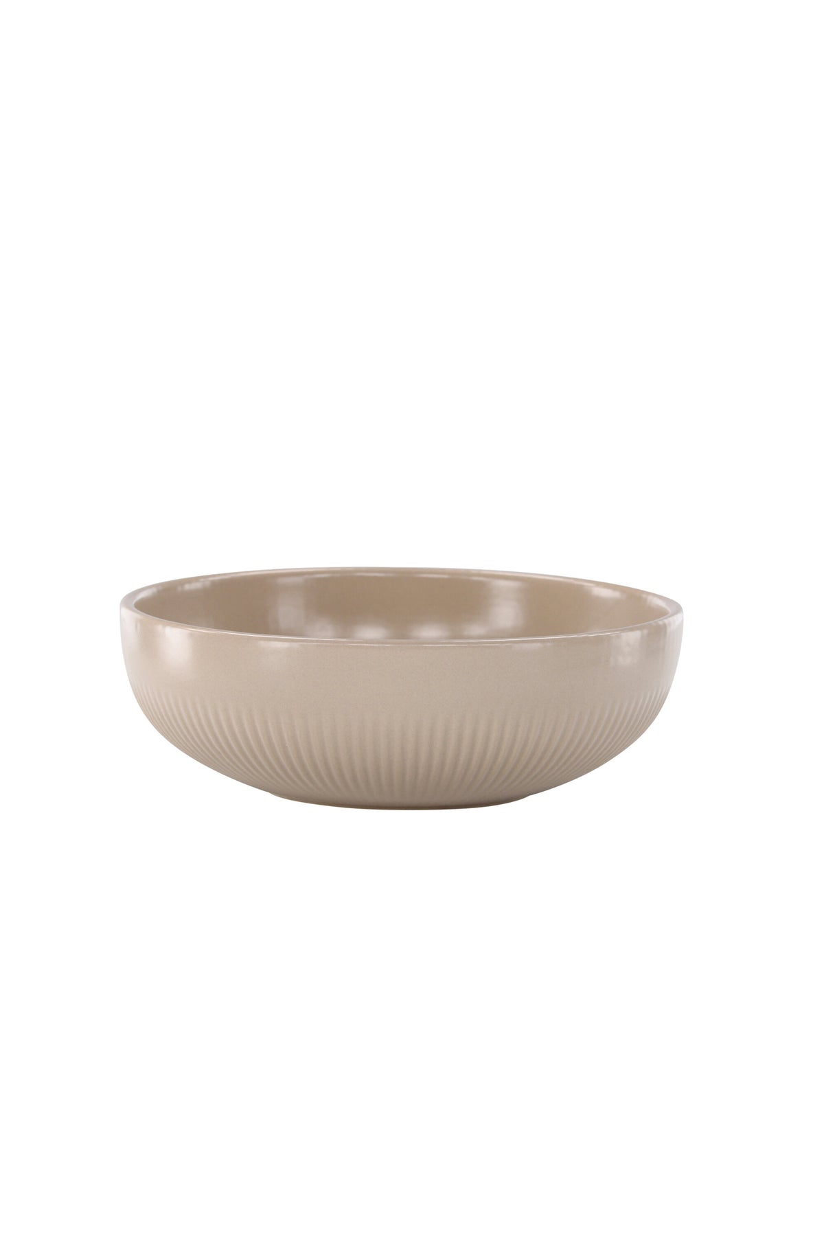 Runder Kerzenständer Posh von Venture Home aus glasiertem Steinzeug in Beige, Durchmesser 18 cm, Höhe 6 cm, schlichte Form.