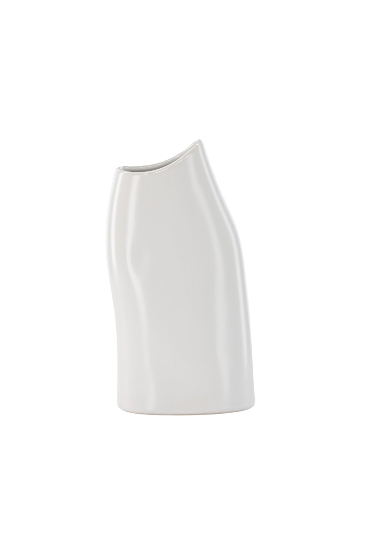 Beige Steinzeug-Vase Ernst mit schwarzen Punkten und glasierter Oberfläche, schlanke Form, Höhe 23 cm.