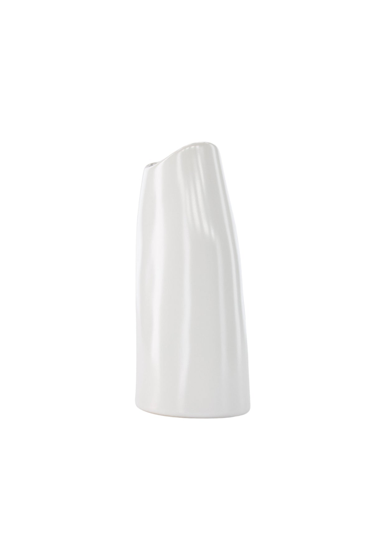 Beige Steinzeug-Vase Ernst mit schwarzen Punkten und glasierter Oberfläche, schlanke Form, Höhe 23 cm.