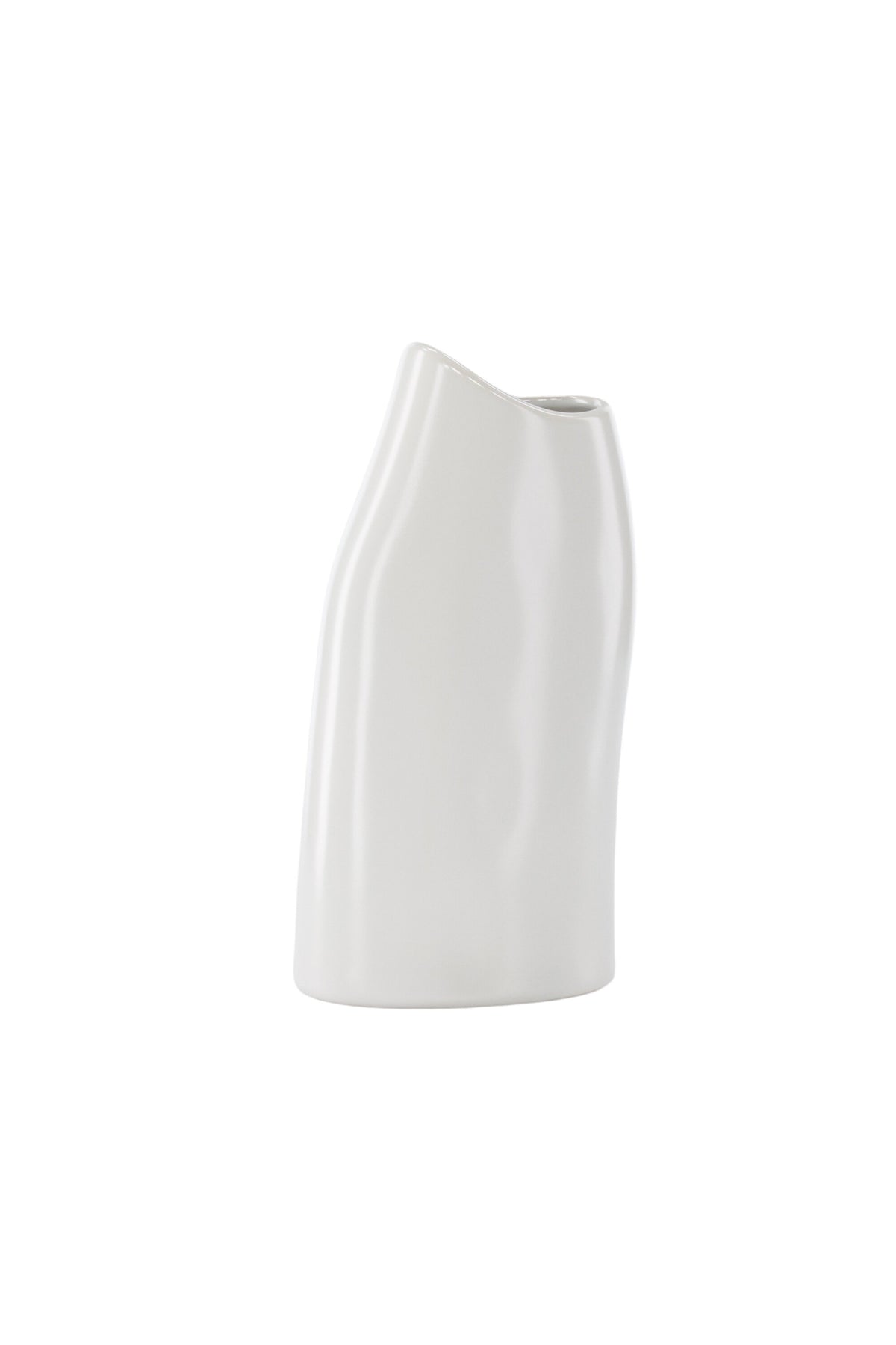 Beige Steinzeug-Vase Ernst mit schwarzen Punkten und glasierter Oberfläche, schlanke Form, Höhe 23 cm.
